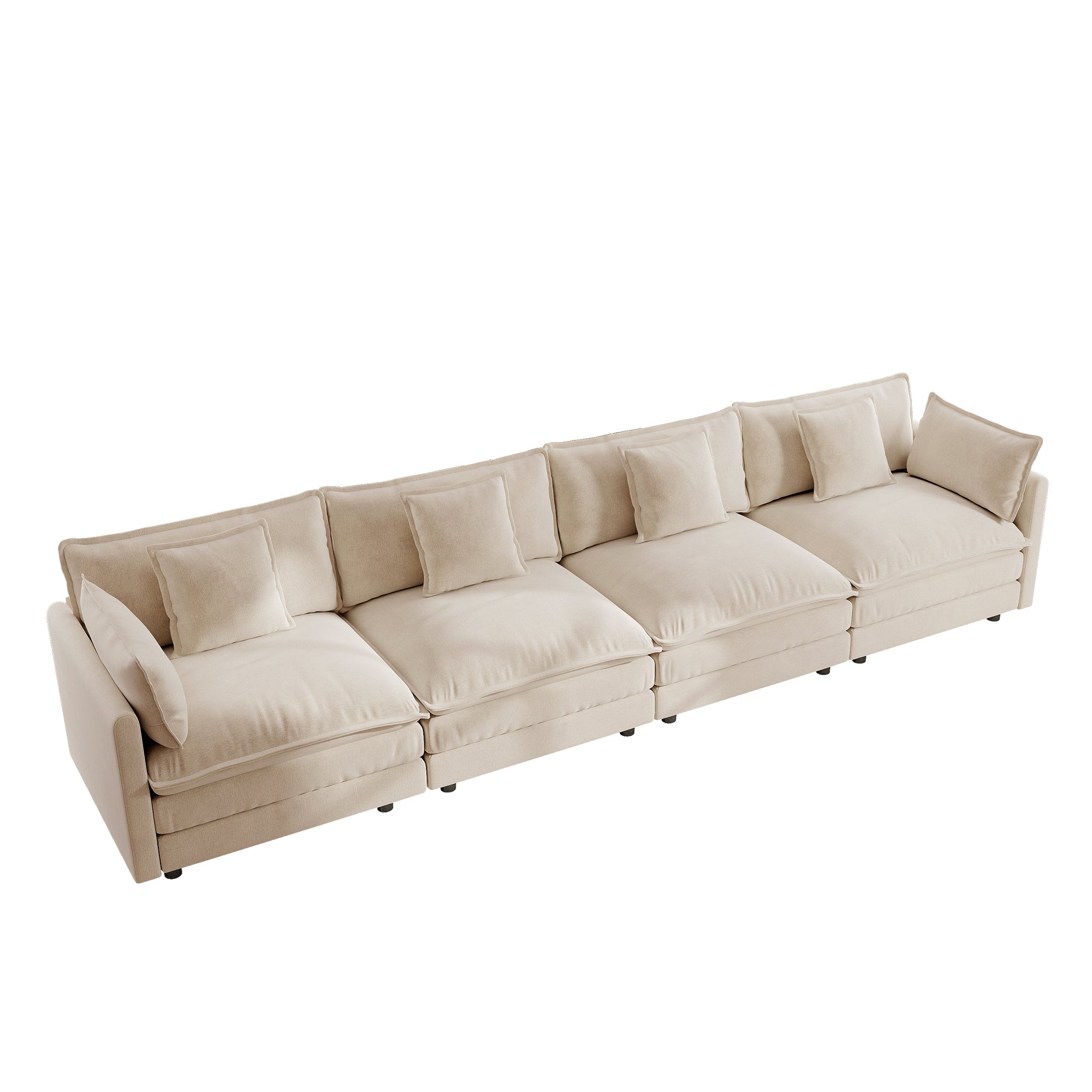 Fremont 147" 4-Seater Chenille Upholstered Modular Sofa with Toss Pillows