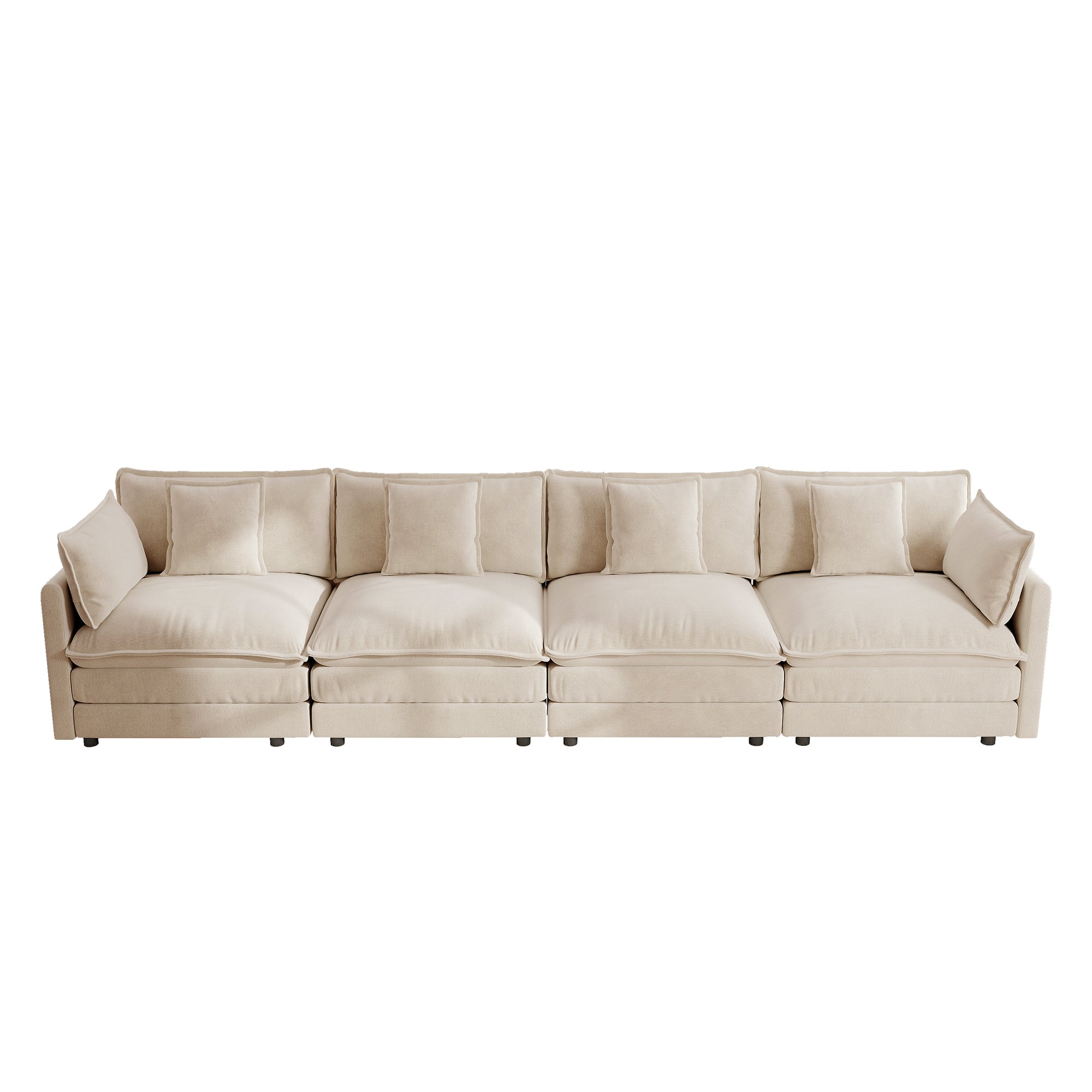 Fremont 147" 4-Seater Chenille Upholstered Modular Sofa with Toss Pillows