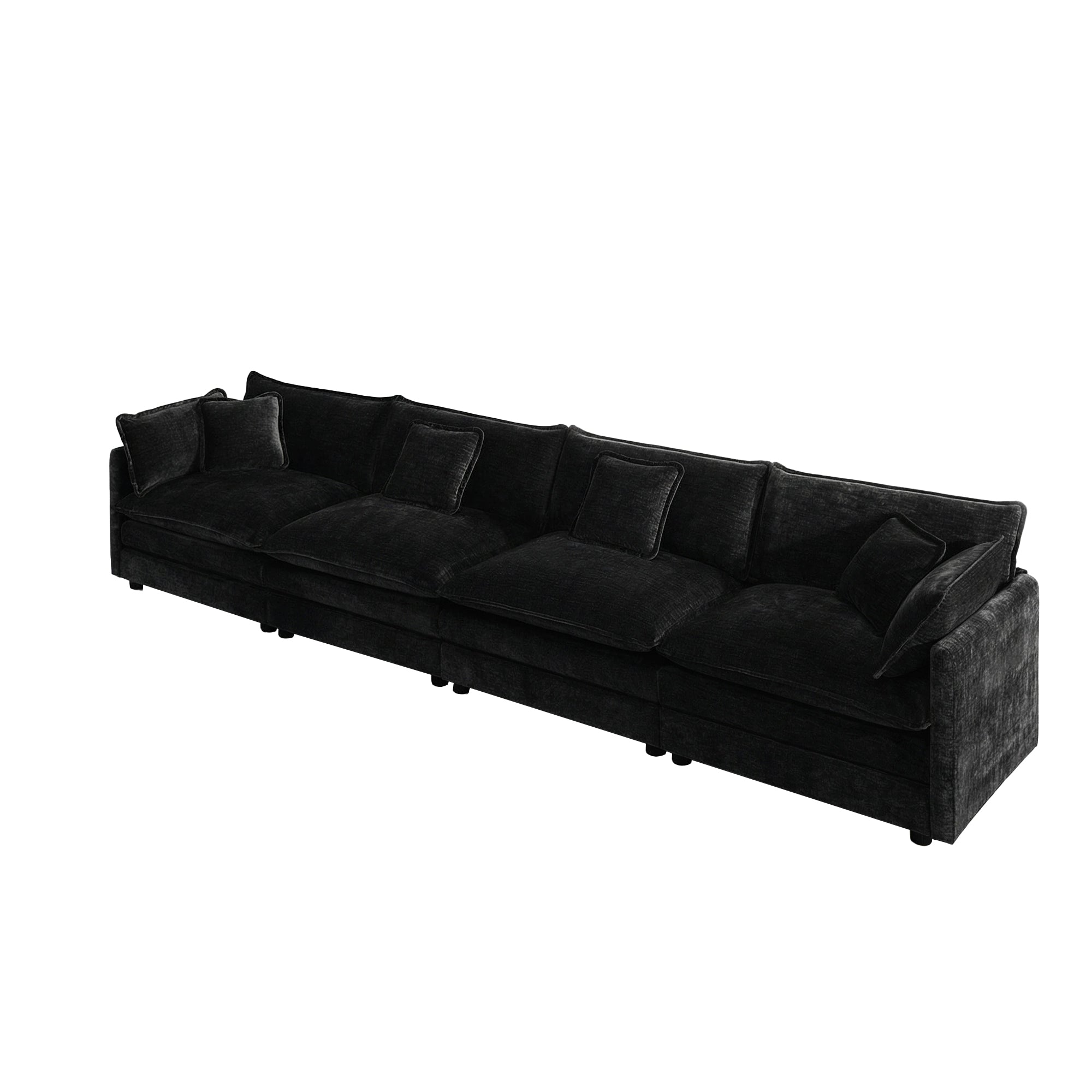Fremont 147" 4-Seater Chenille Upholstered Modular Sofa with Toss Pillows