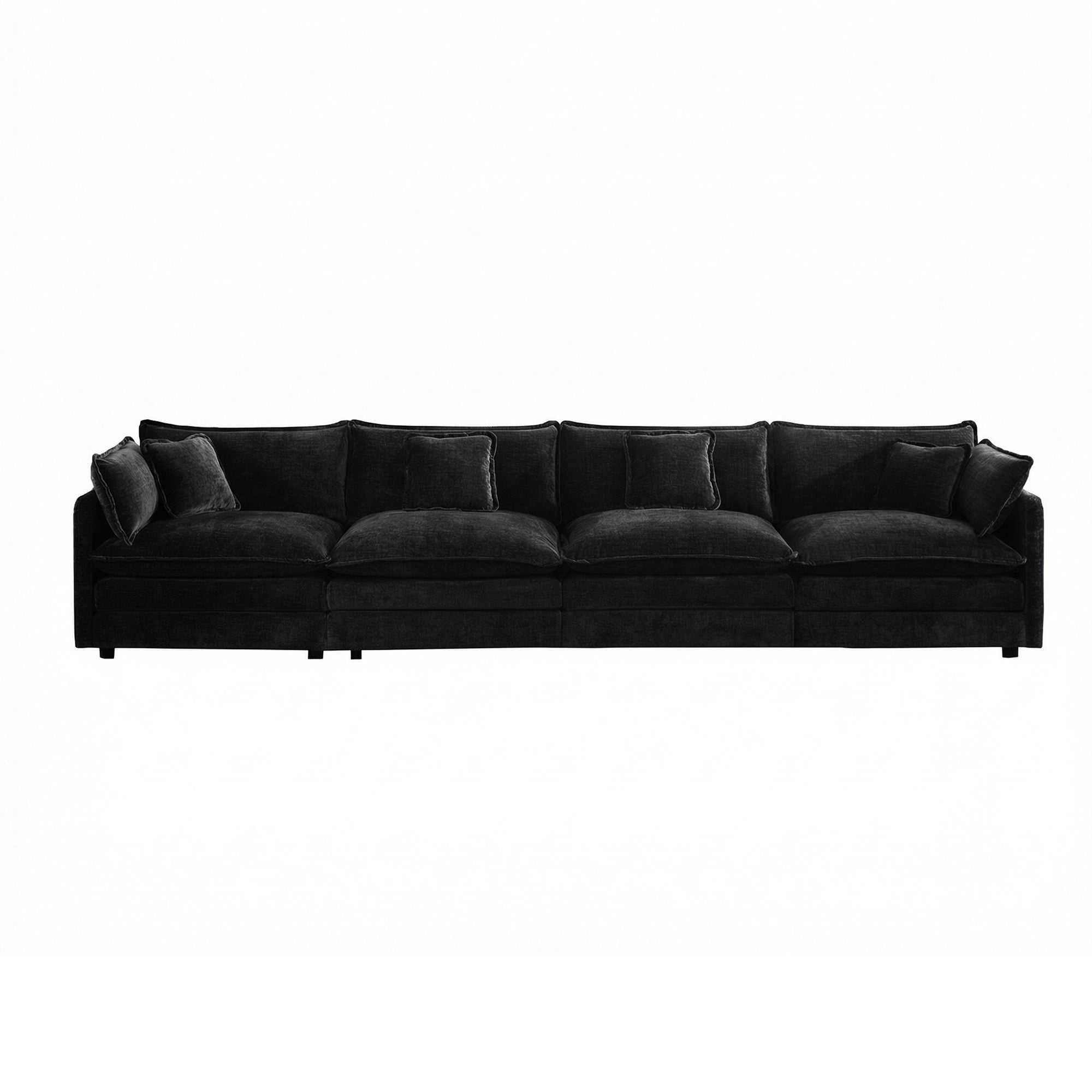 Fremont 147" 4-Seater Chenille Upholstered Modular Sofa with Toss Pillows