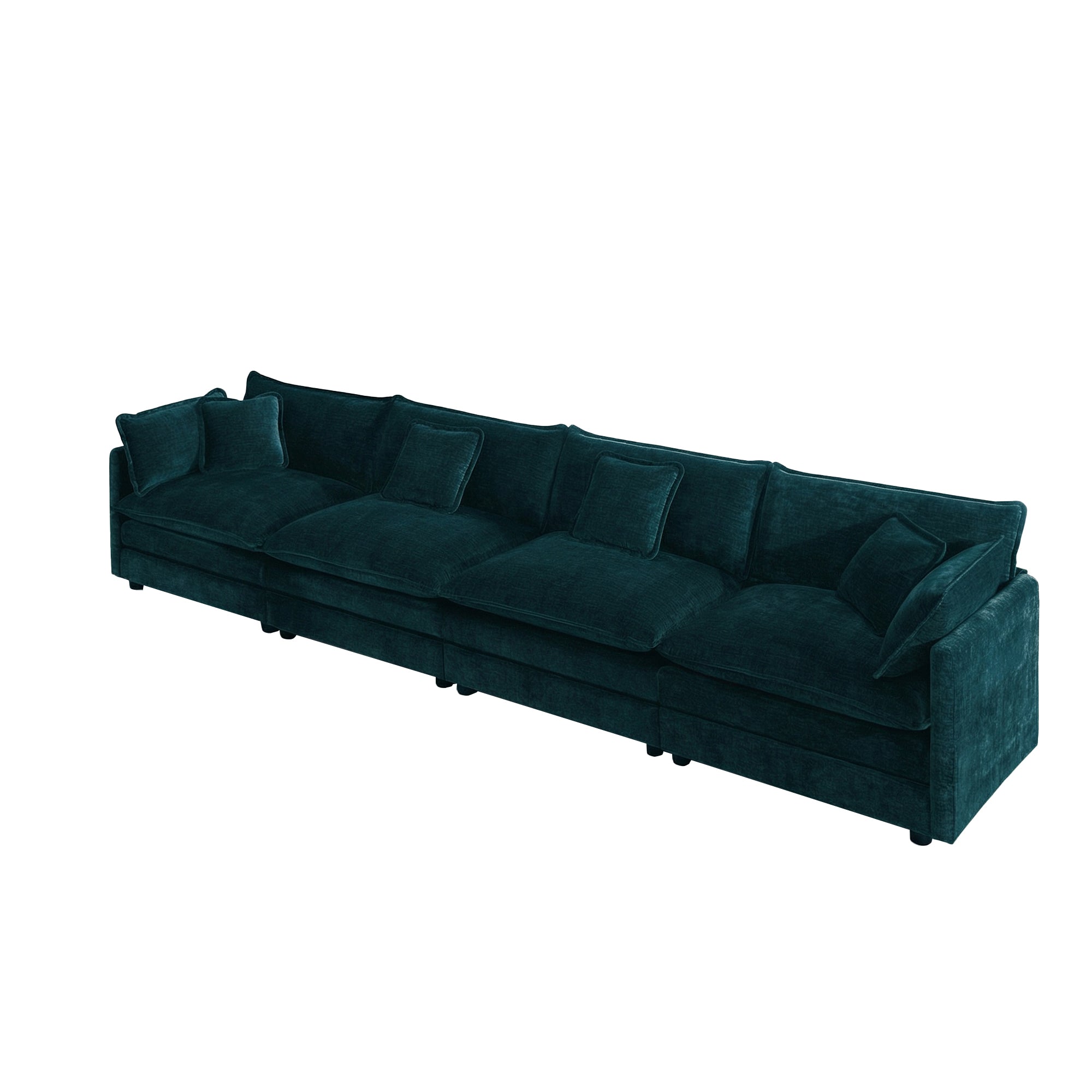 Fremont 147" 4-Seater Chenille Upholstered Modular Sofa with Toss Pillows
