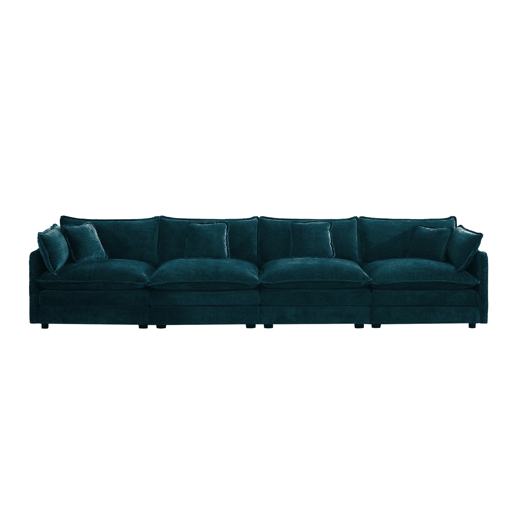 Fremont 147" 4-Seater Chenille Upholstered Modular Sofa with Toss Pillows