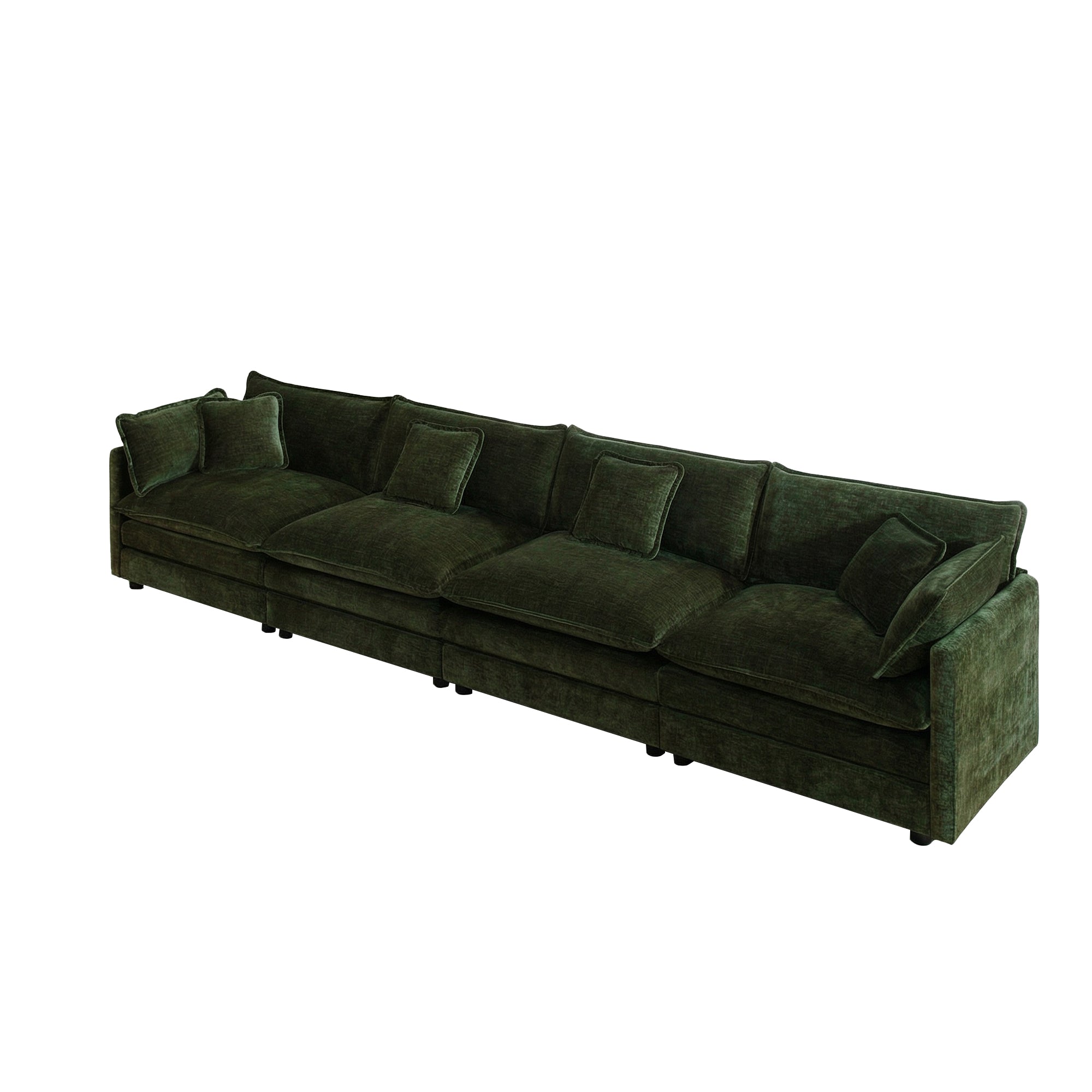 Fremont 147" 4-Seater Chenille Upholstered Modular Sofa with Toss Pillows