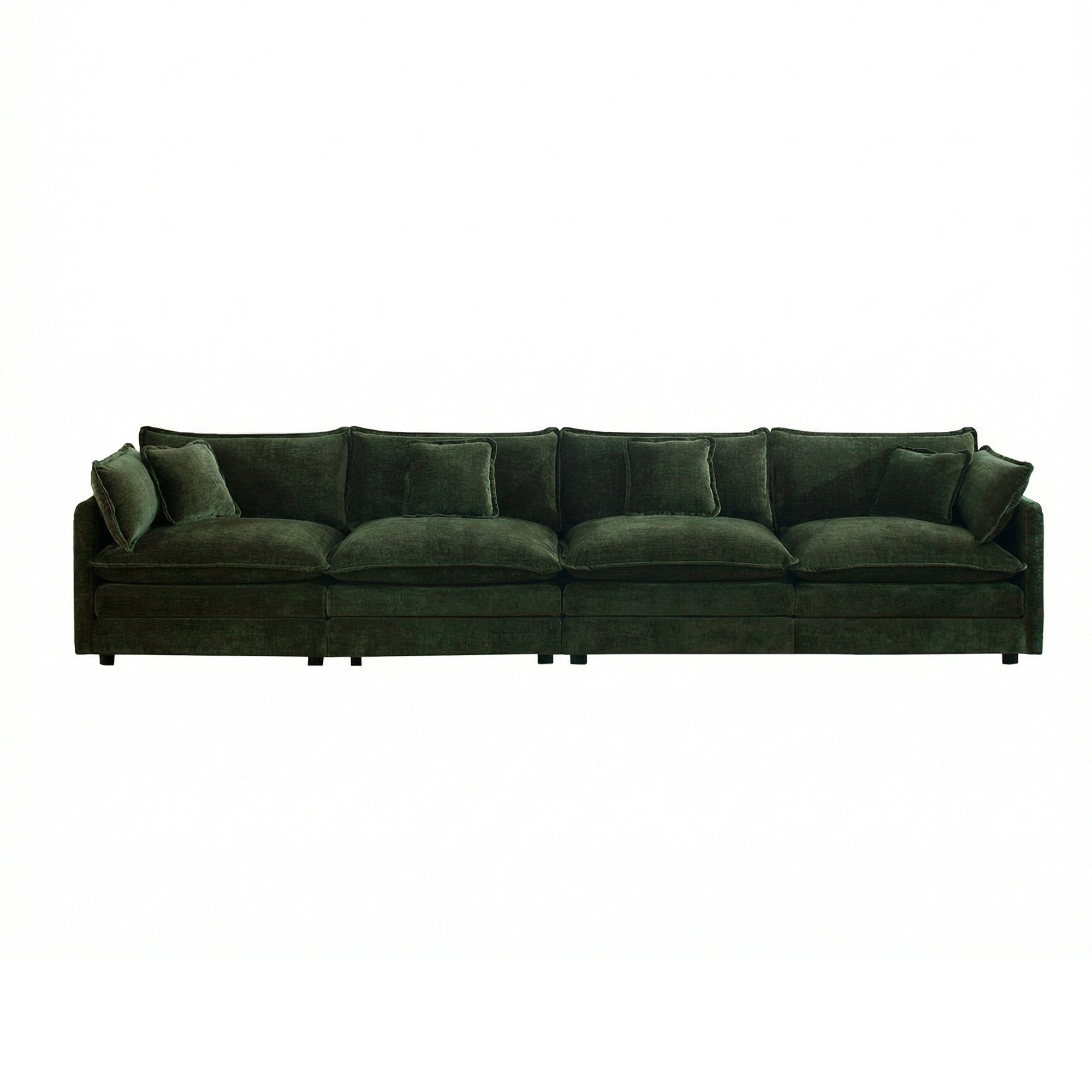 Fremont 147" 4-Seater Chenille Upholstered Modular Sofa with Toss Pillows