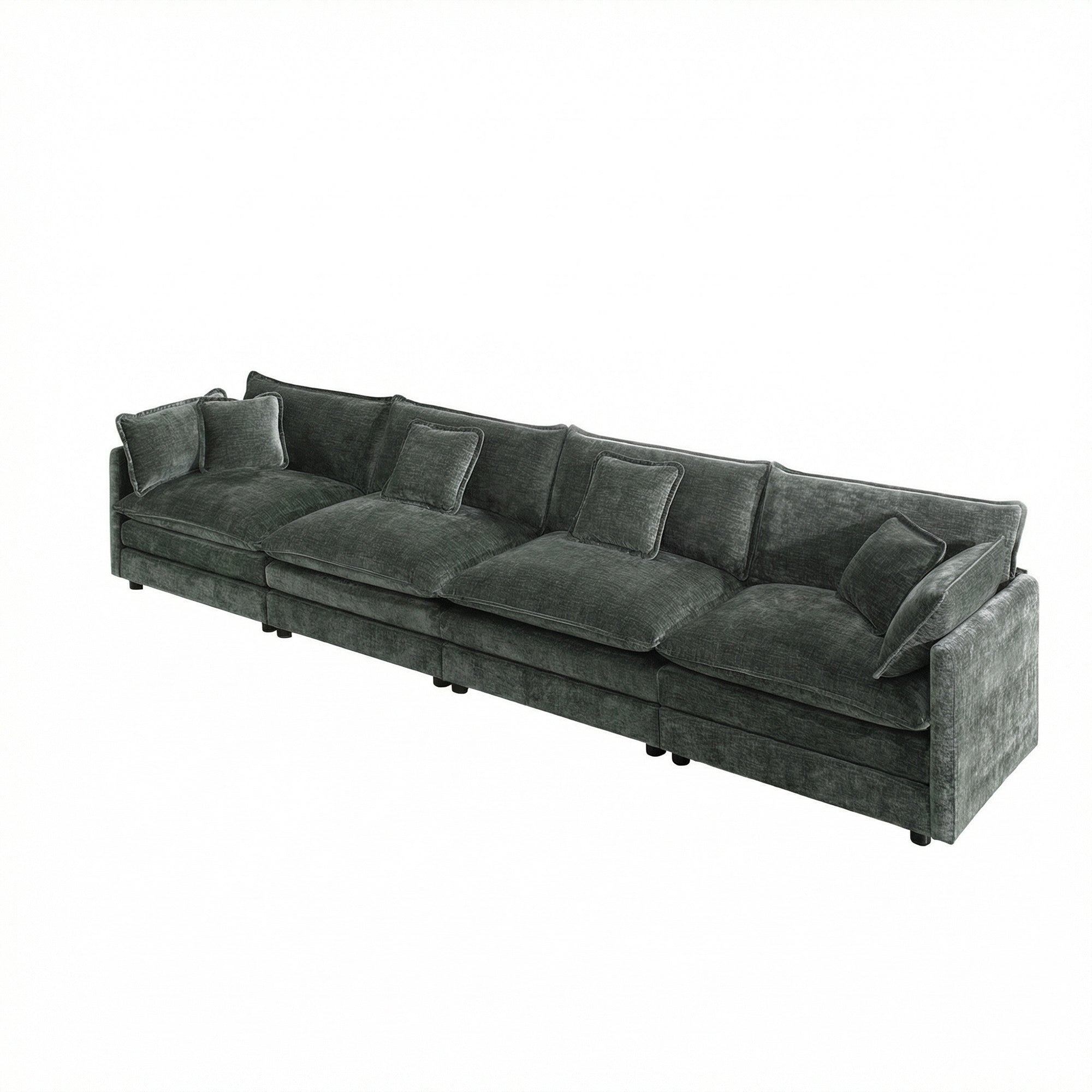 Fremont 147" 4-Seater Chenille Upholstered Modular Sofa with Toss Pillows