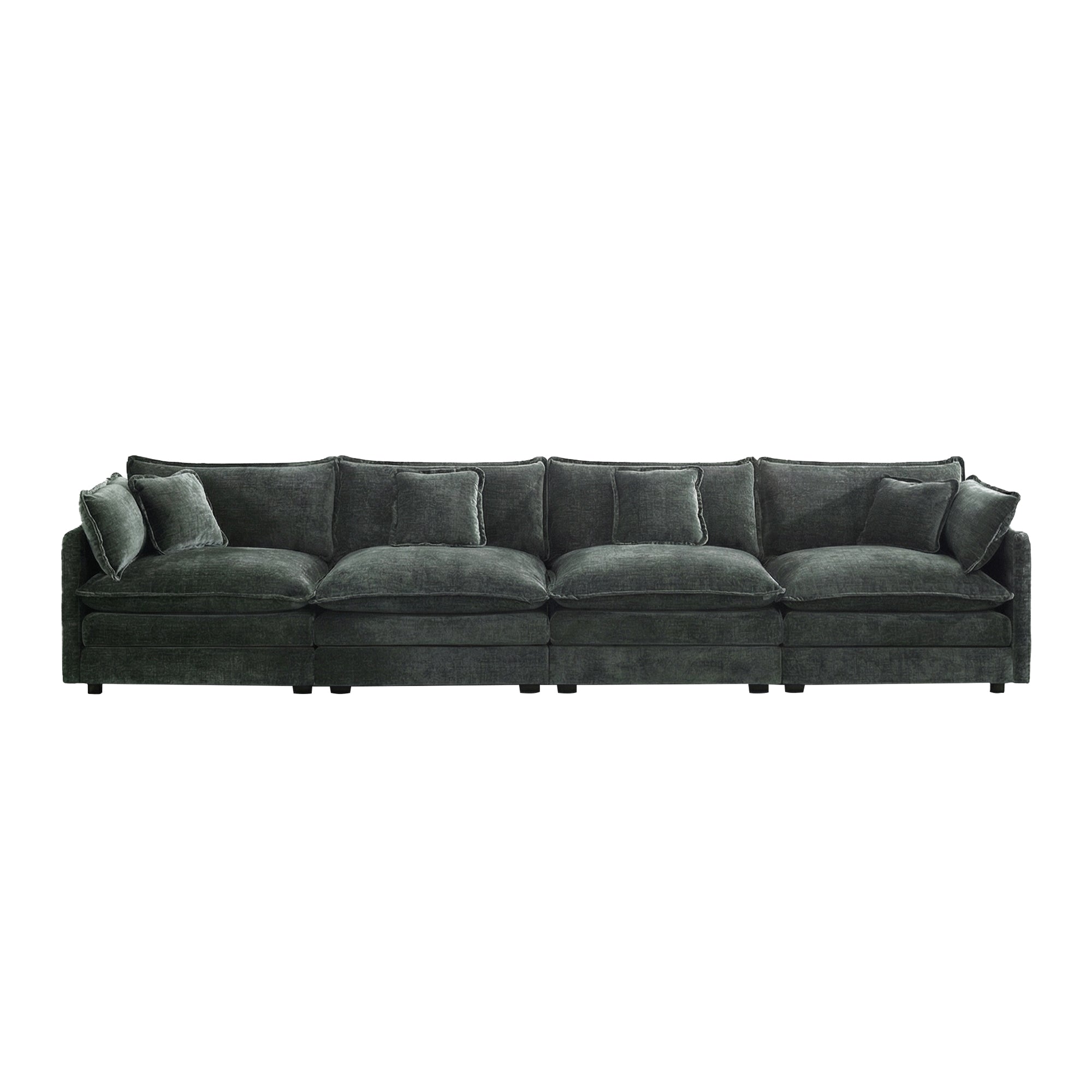 Fremont 147" 4-Seater Chenille Upholstered Modular Sofa with Toss Pillows