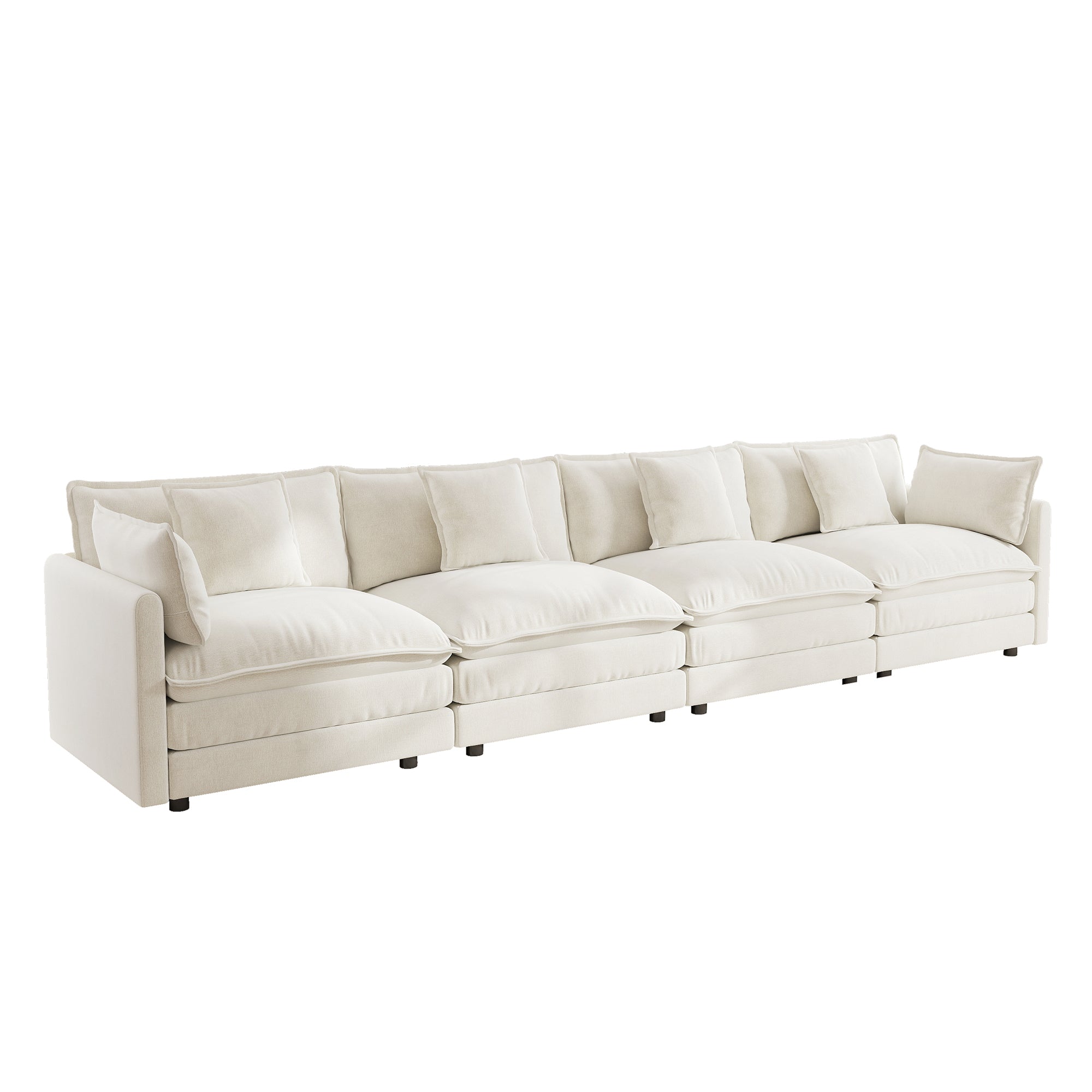 Fremont 147" 4-Seater Chenille Upholstered Modular Sofa with Toss Pillows