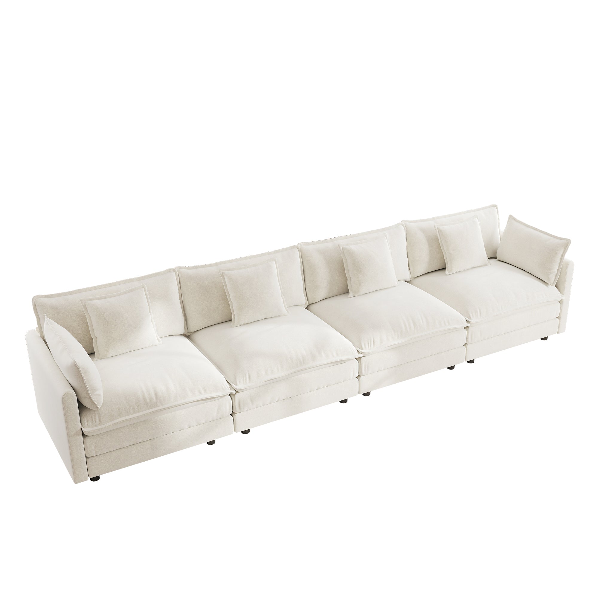 Fremont 147" 4-Seater Chenille Upholstered Modular Sofa with Toss Pillows