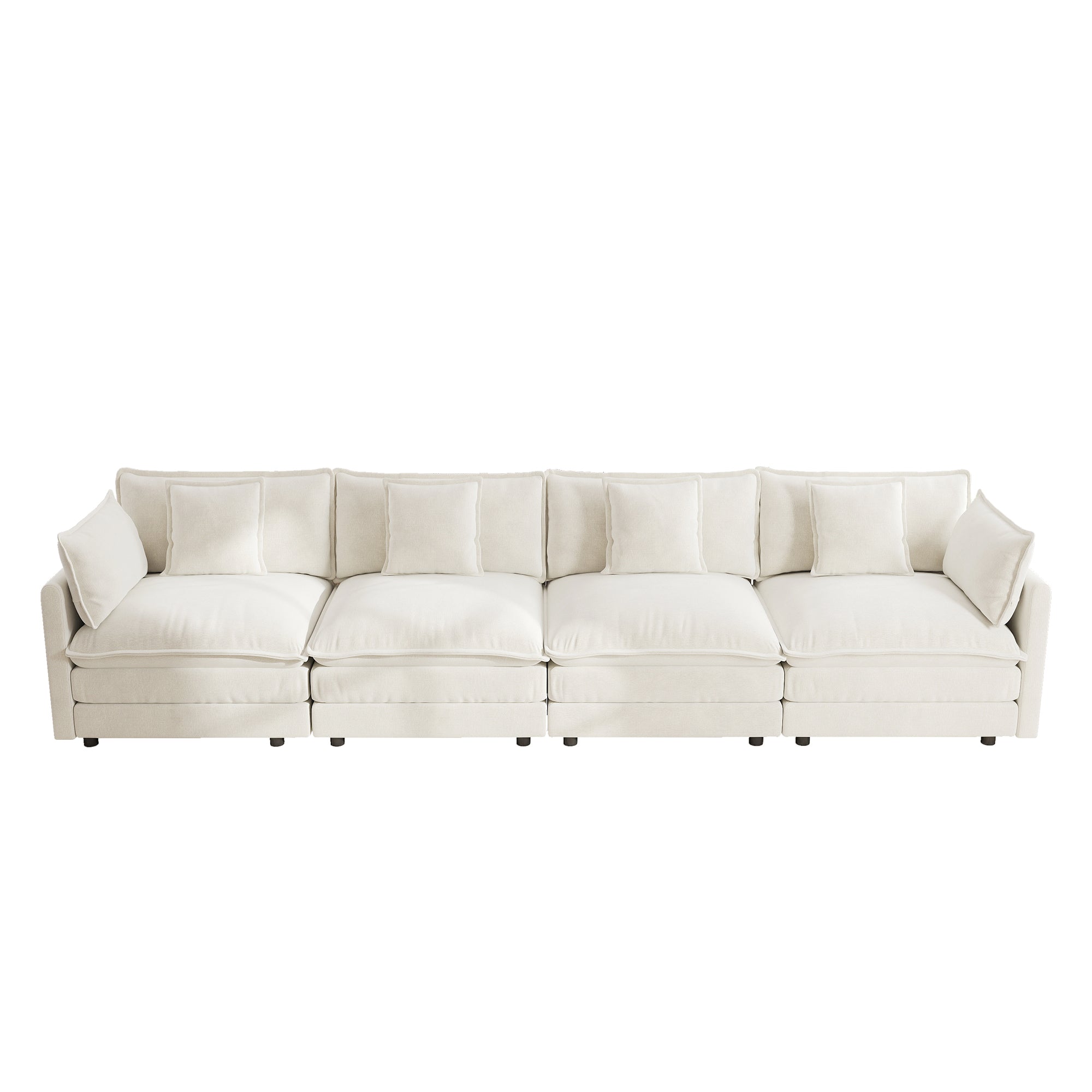 Fremont 147" 4-Seater Chenille Upholstered Modular Sofa with Toss Pillows