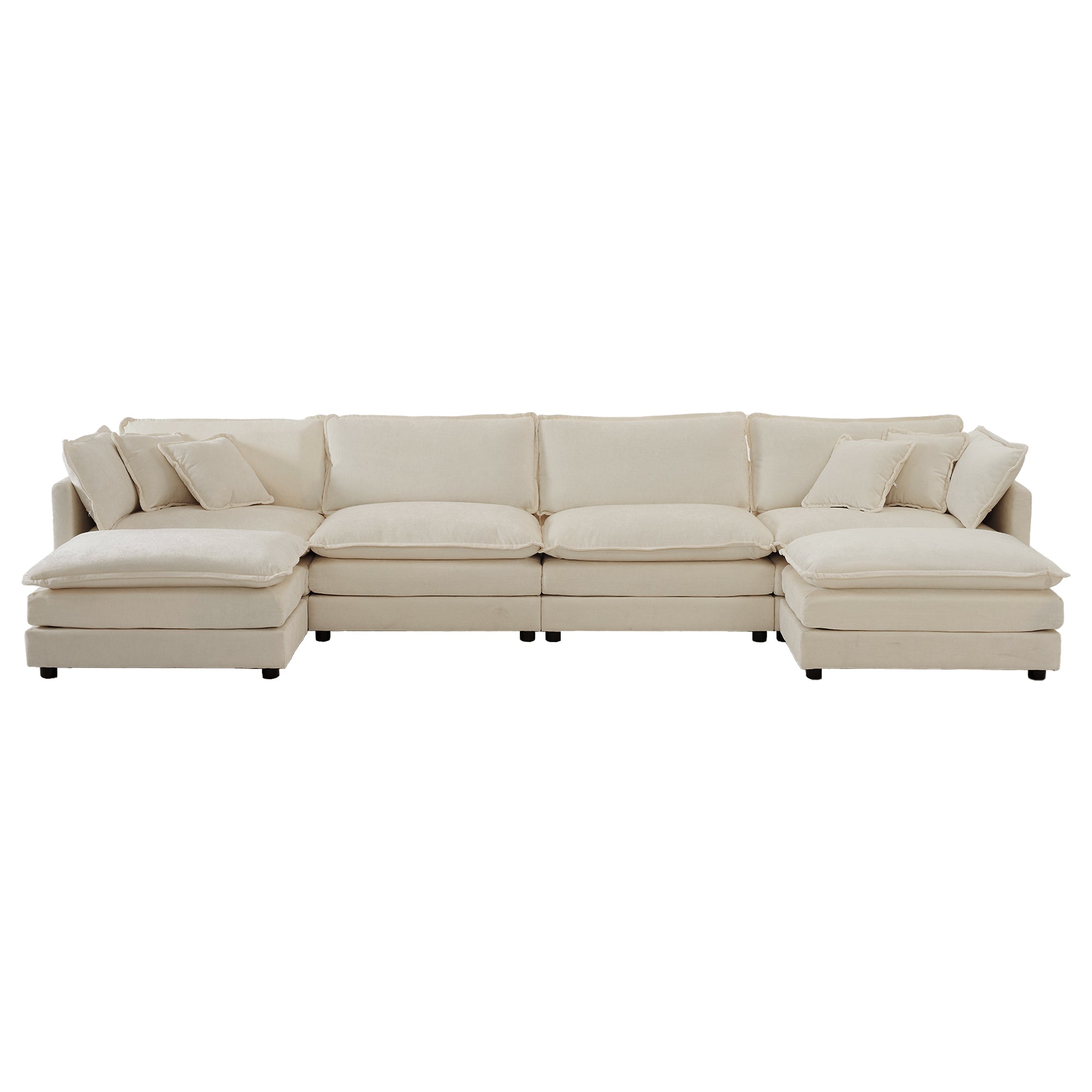 Fremont 147” 6 Piece Large U-Shaped Modular Sectional Sofa Set with 2 Ottomans