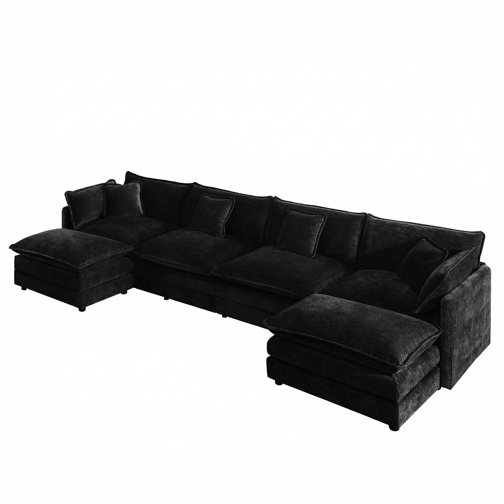 Fremont 147” 6 Piece Large U-Shaped Modular Sectional Sofa Set with 2 Ottomans
