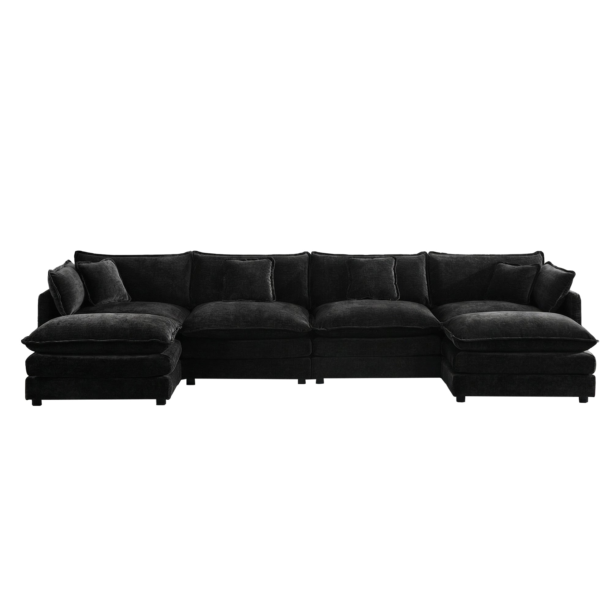 Fremont 147” 6 Piece Large U-Shaped Modular Sectional Sofa Set with 2 Ottomans