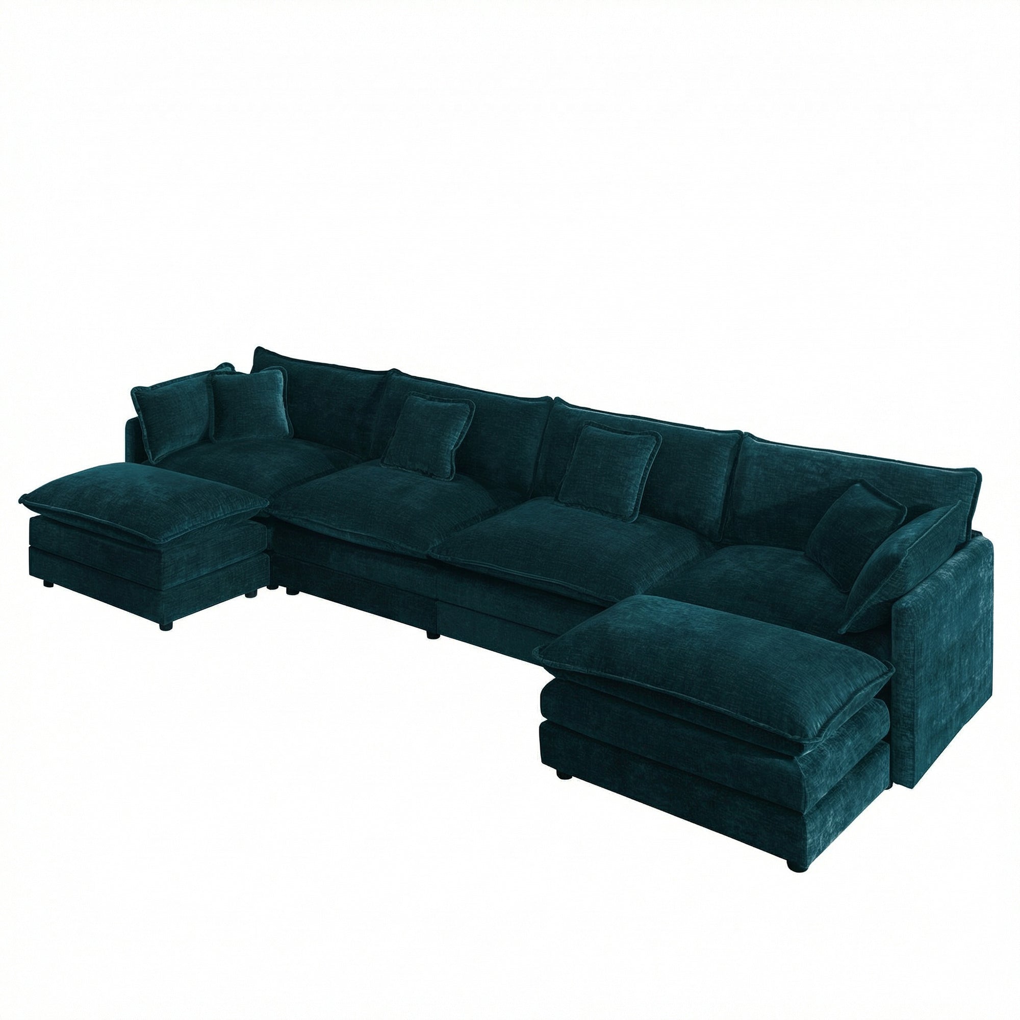Fremont 147” 6 Piece Large U-Shaped Modular Sectional Sofa Set with 2 Ottomans
