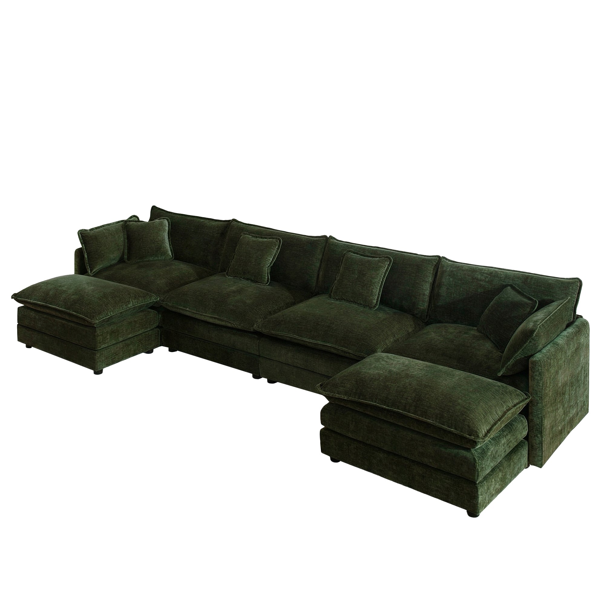 Fremont 147” 6 Piece Large U-Shaped Modular Sectional Sofa Set with 2 Ottomans