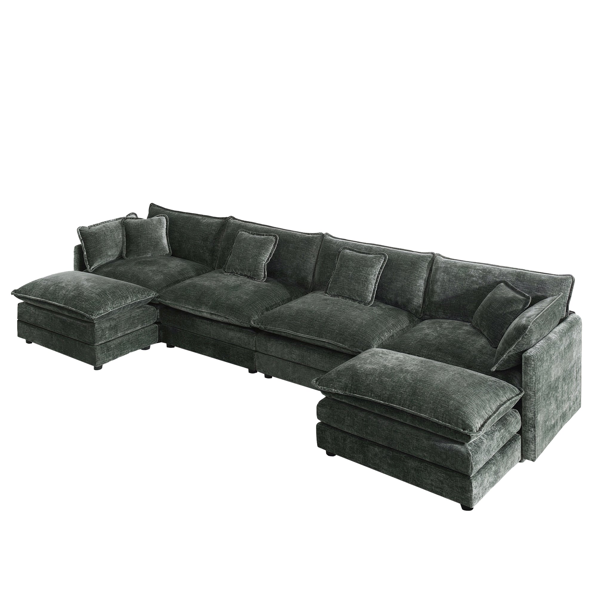 Fremont 147” 6 Piece Large U-Shaped Modular Sectional Sofa Set with 2 Ottomans