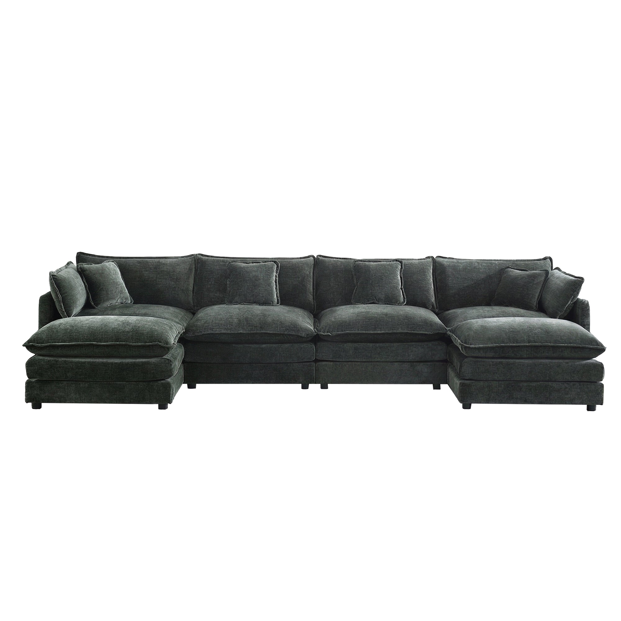 Fremont 147” 6 Piece Large U-Shaped Modular Sectional Sofa Set with 2 Ottomans
