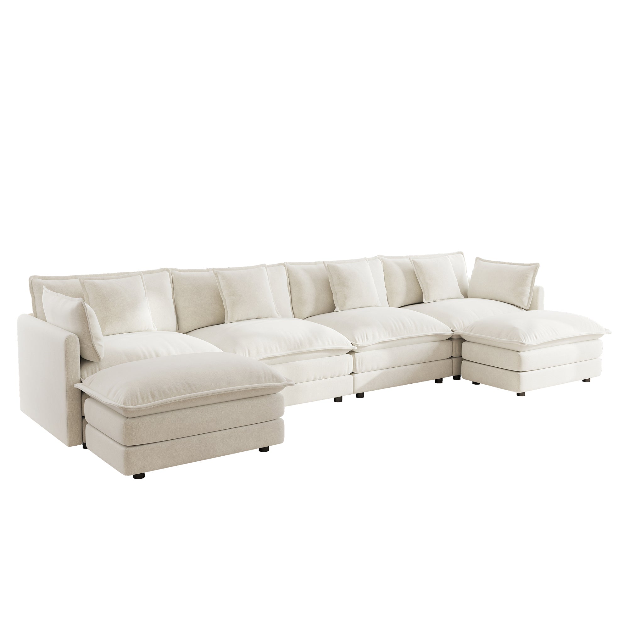 Fremont 147” 6 Piece Large U-Shaped Modular Sectional Sofa Set with 2 Ottomans