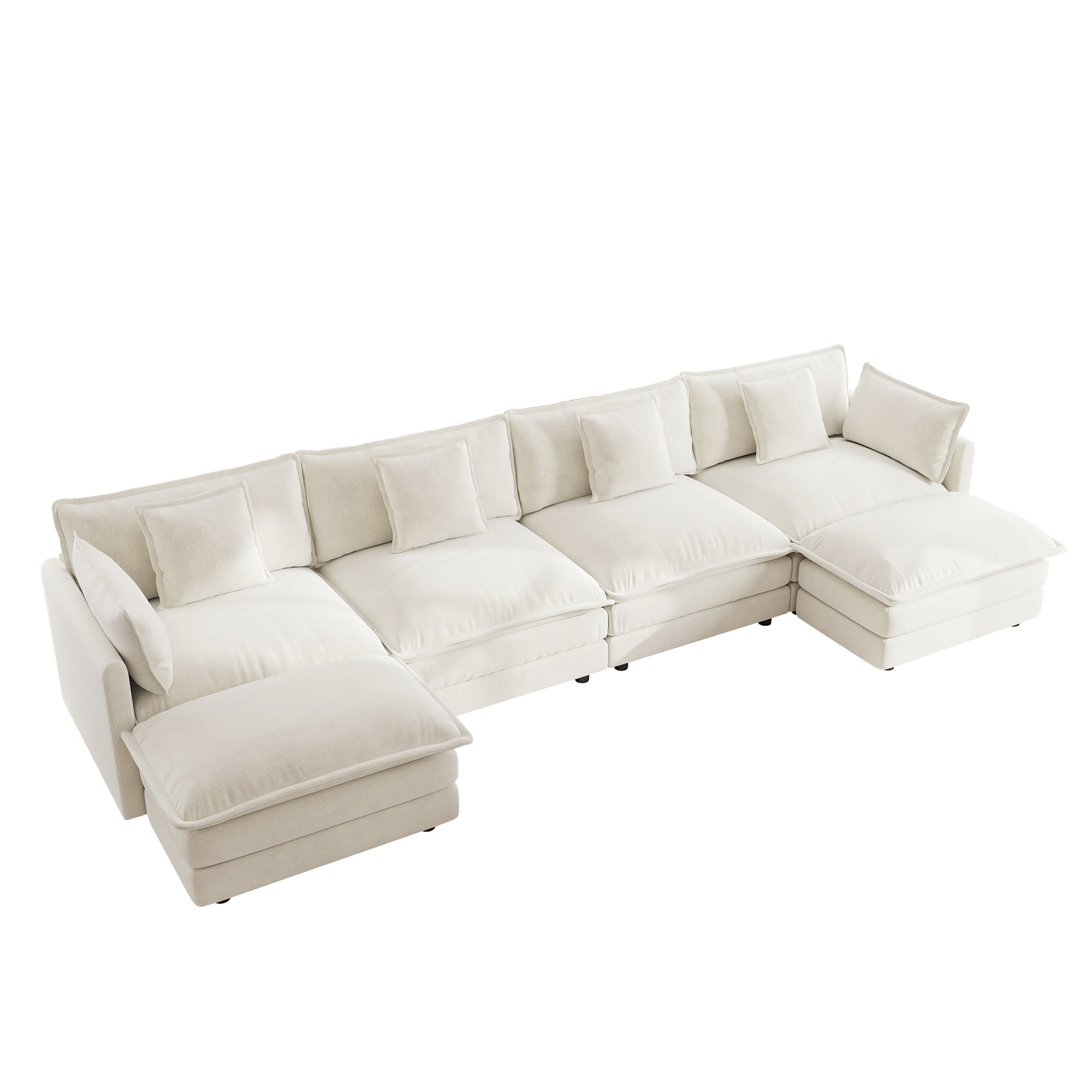 Fremont 147” 6 Piece Large U-Shaped Modular Sectional Sofa Set with 2 Ottomans