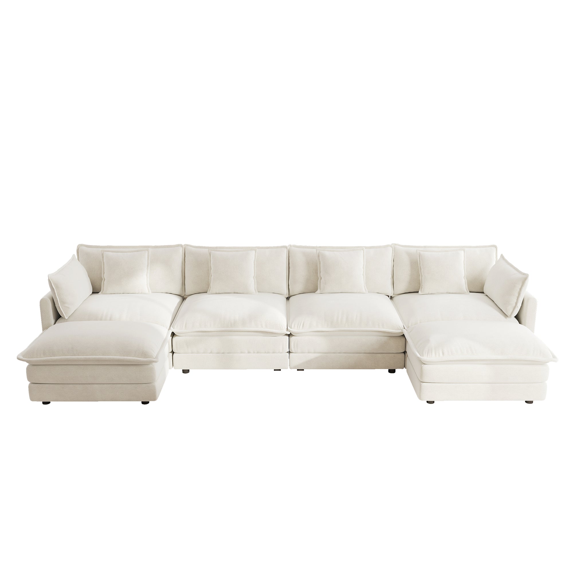 Fremont 147” 6 Piece Large U-Shaped Modular Sectional Sofa Set with 2 Ottomans