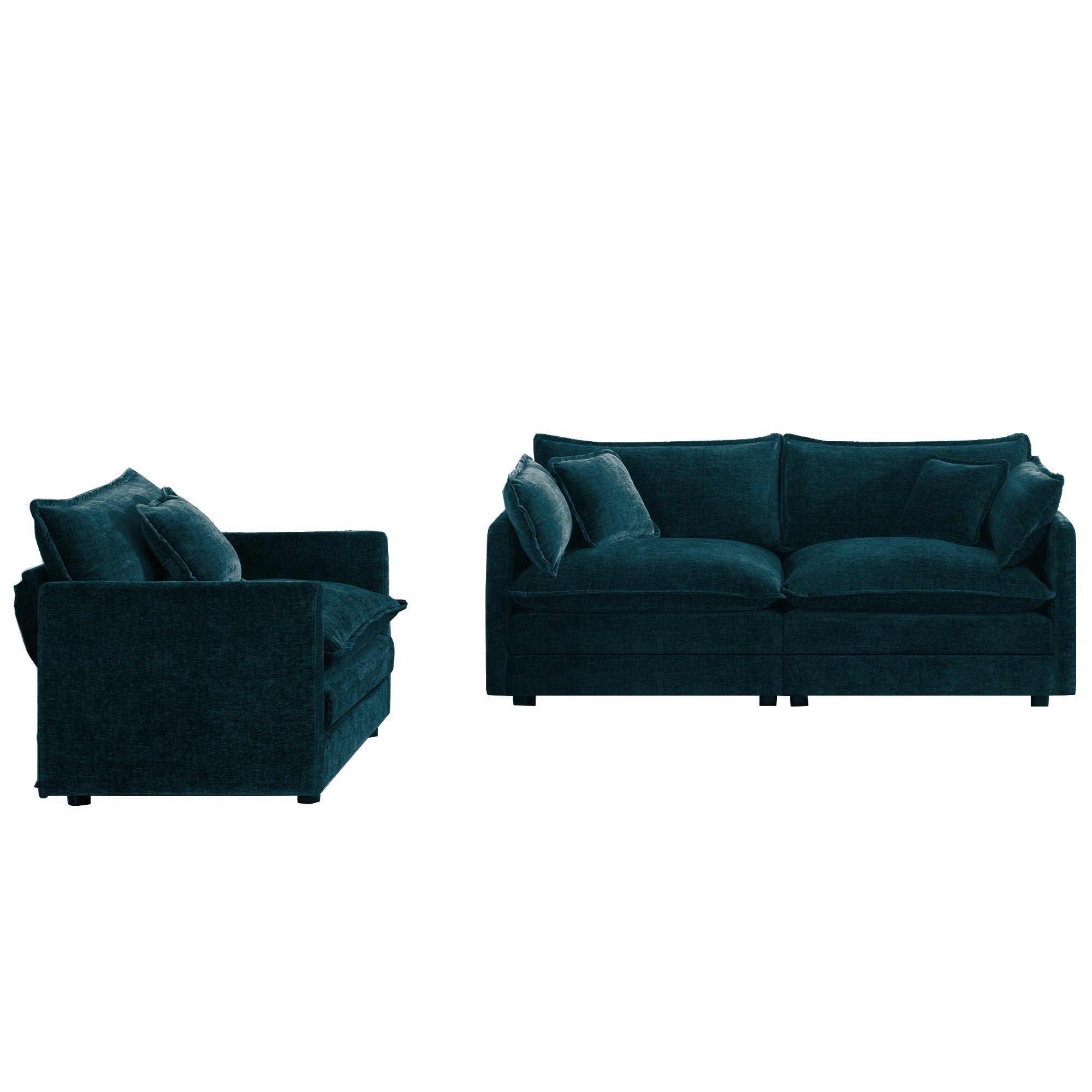 Fremont 2 Piece Chenille Upholstered Modular Sofa Set with Loveseat and Accent Chair