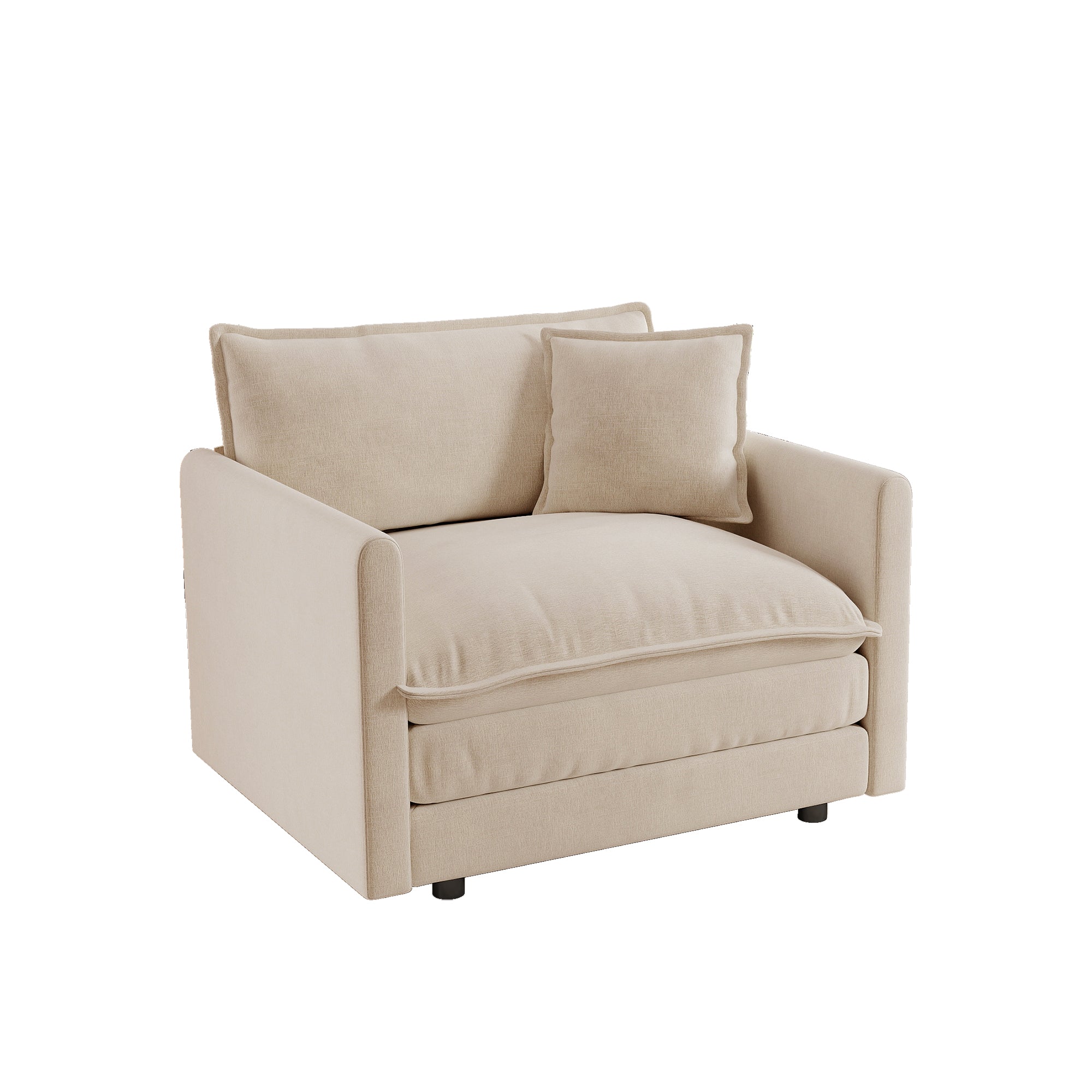 Fremont 41.4" 1 Piece Deep Chenille Armchair with Toss Pillow