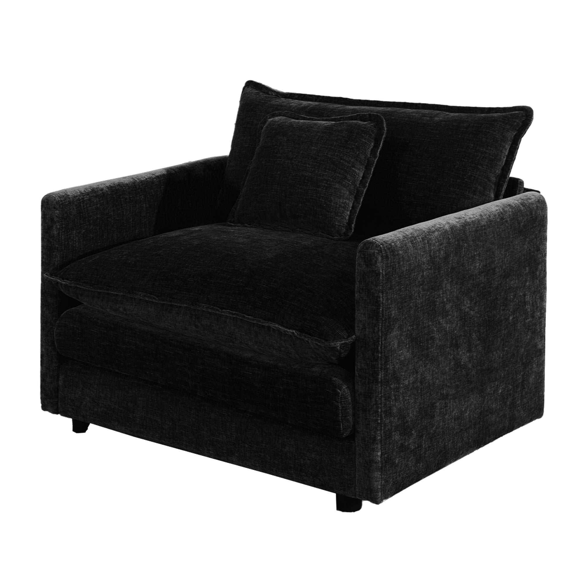 Fremont 41.4" 1 Piece Deep Chenille Armchair with Toss Pillow