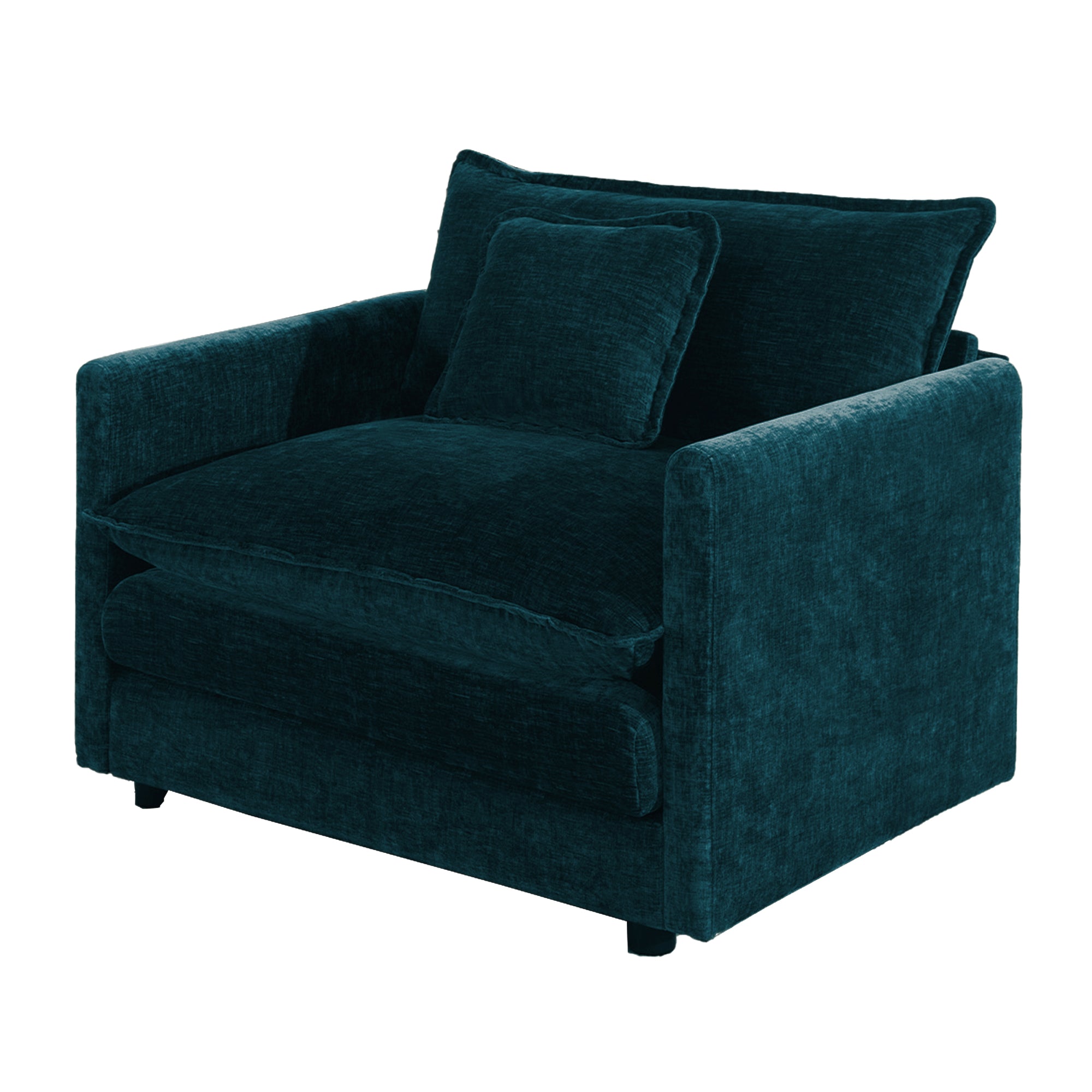 Fremont 41.4" 1 Piece Deep Chenille Armchair with Toss Pillow