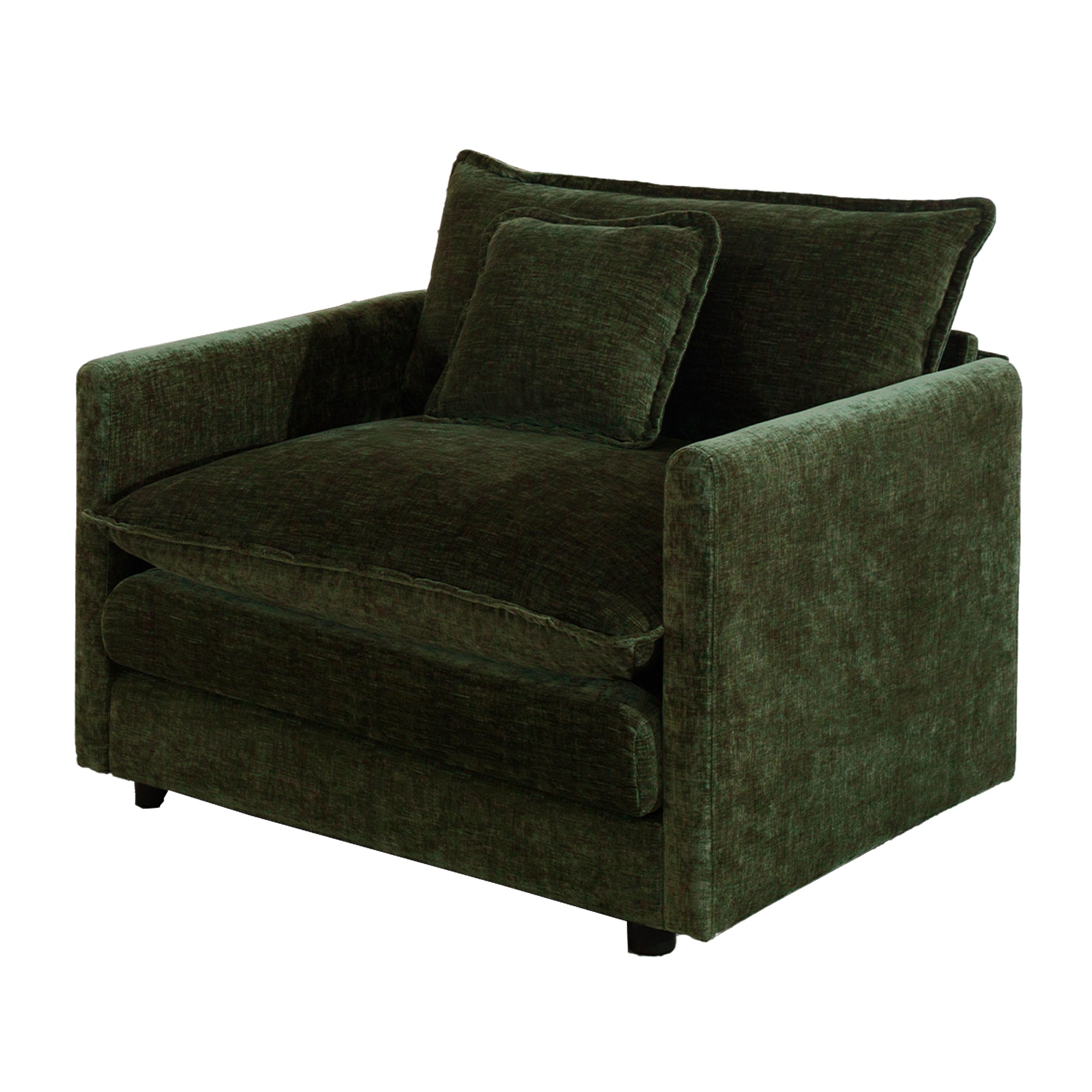 Fremont 41.4" 1 Piece Deep Chenille Armchair with Toss Pillow