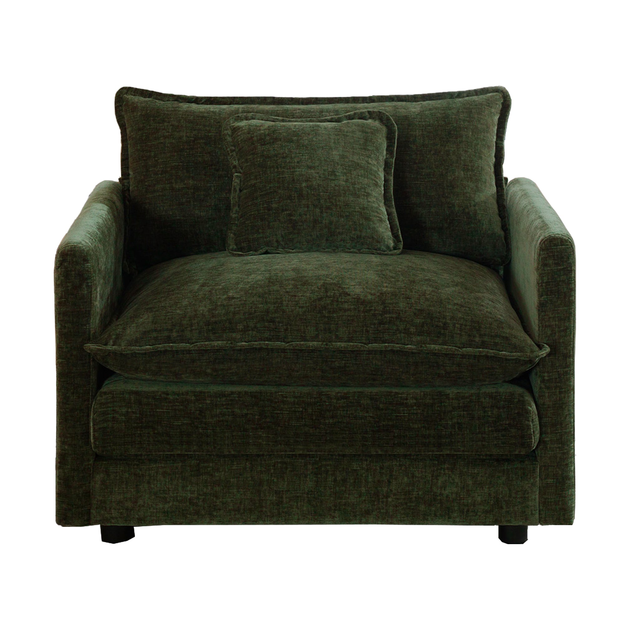 Fremont 41.4" 1 Piece Deep Chenille Armchair with Toss Pillow
