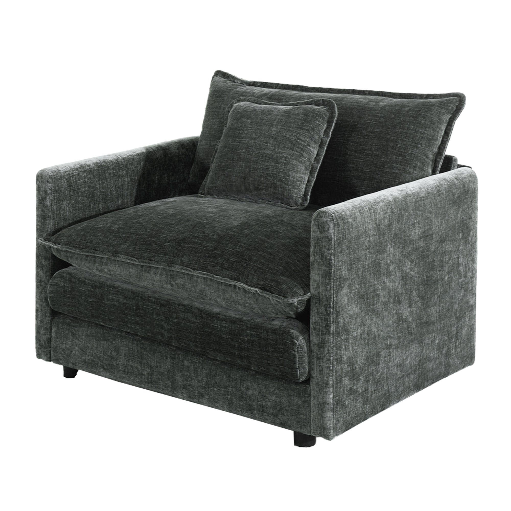 Fremont 41.4" 1 Piece Deep Chenille Armchair with Toss Pillow