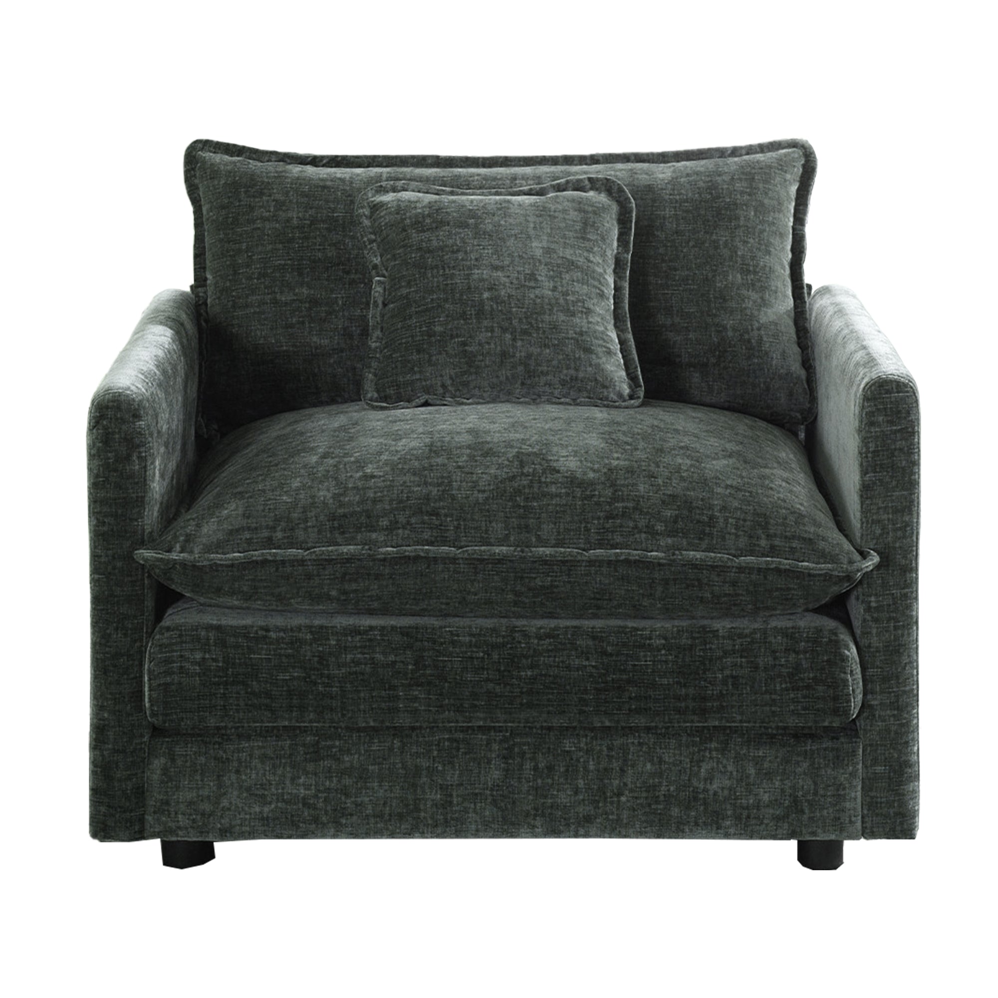 Fremont 41.4" 1 Piece Deep Chenille Armchair with Toss Pillow