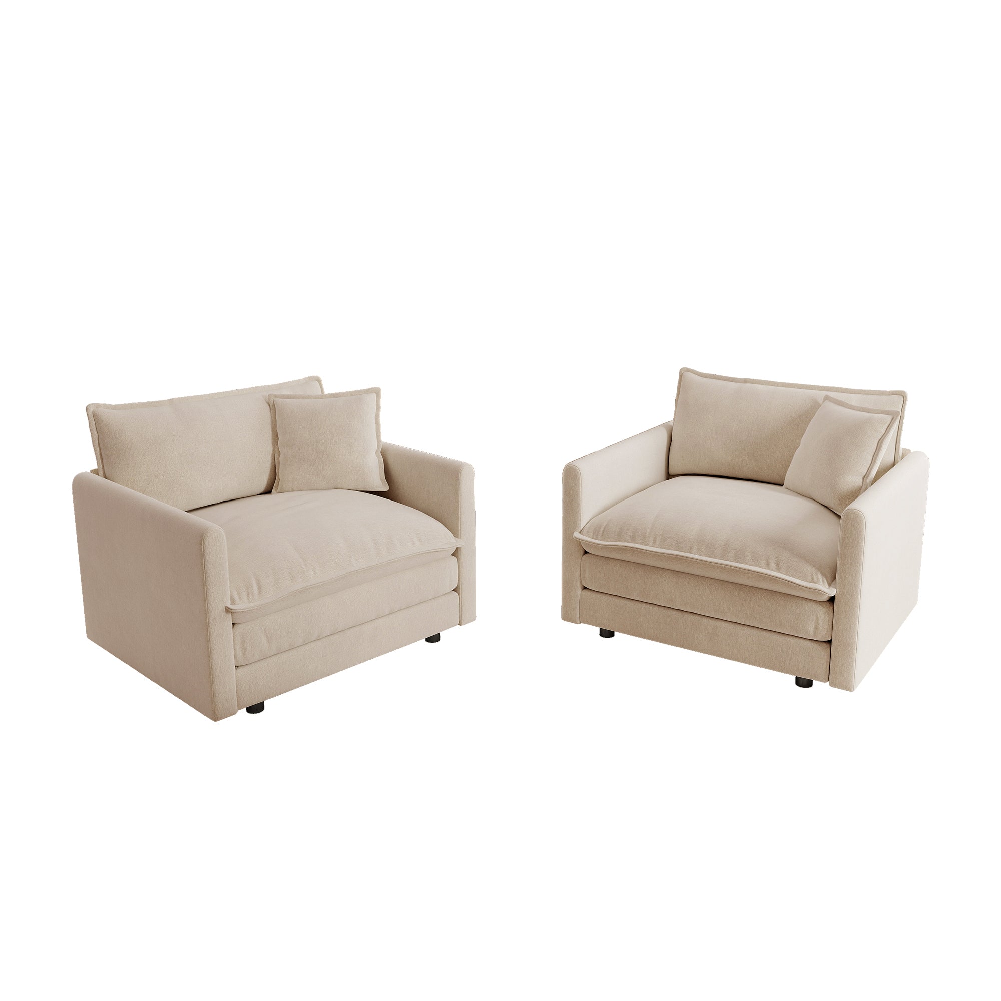 Fremont 41.4" 2 Piece Chenille Armchair Accent Chair Set with Toss Pillows