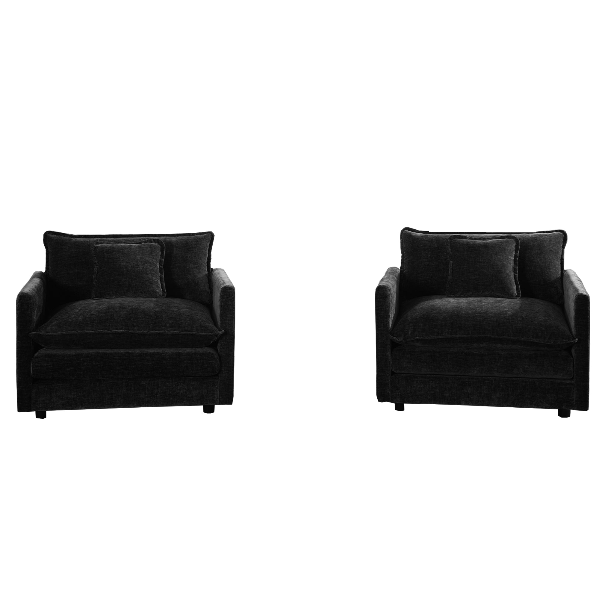 Fremont 41.4" 2 Piece Chenille Armchair Accent Chair Set with Toss Pillows