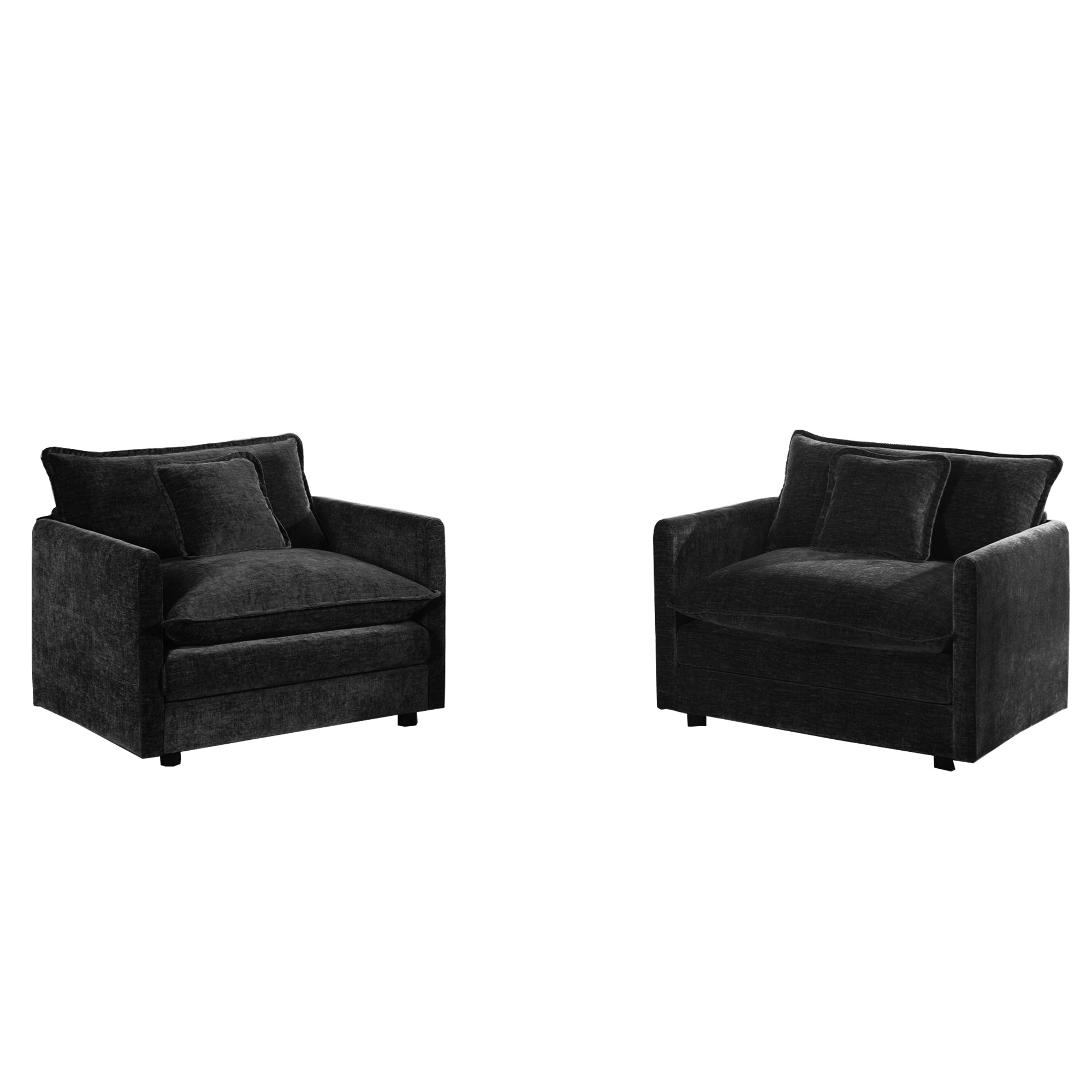 Fremont 41.4" 2 Piece Chenille Armchair Accent Chair Set with Toss Pillows