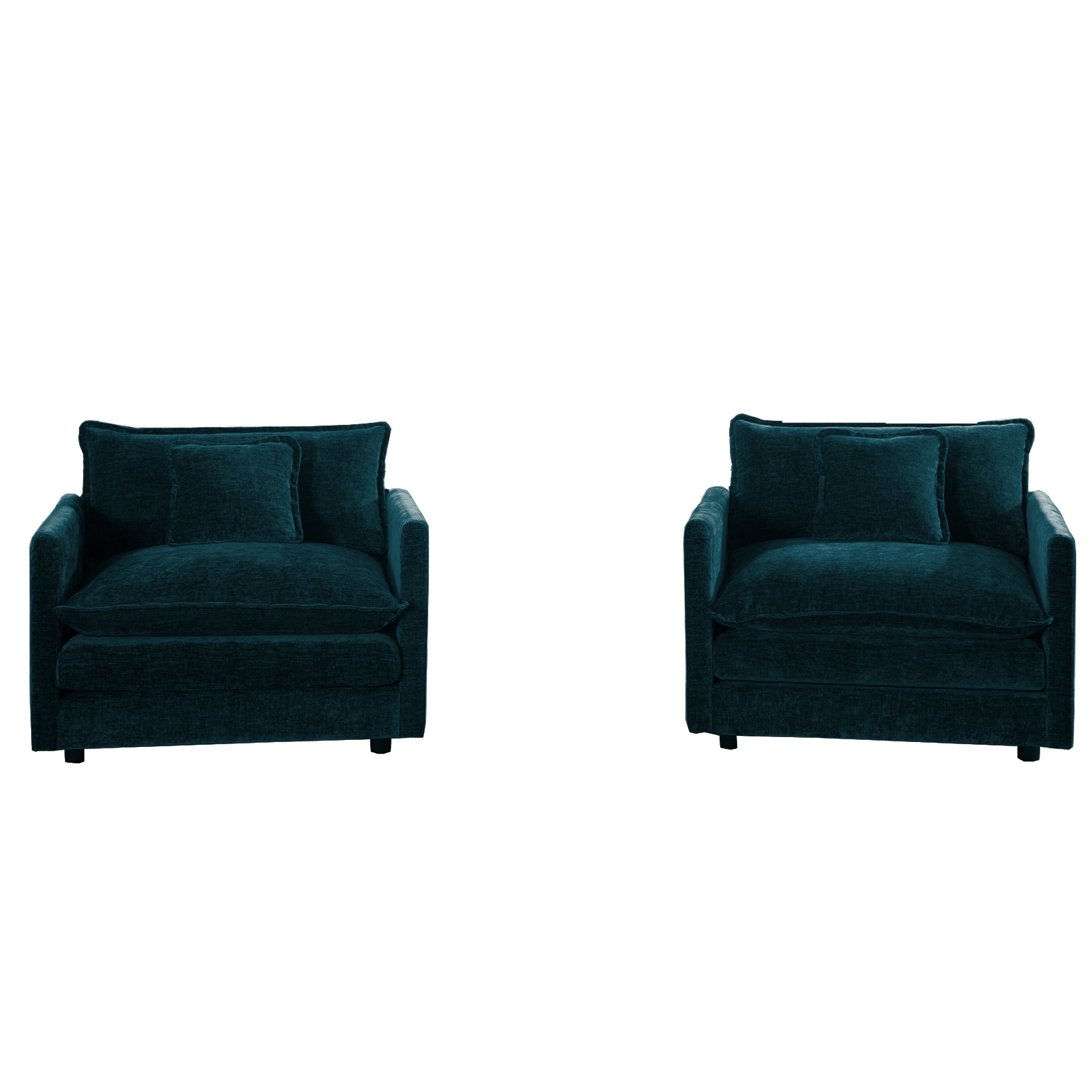 Fremont 41.4" 2 Piece Chenille Armchair Accent Chair Set with Toss Pillows