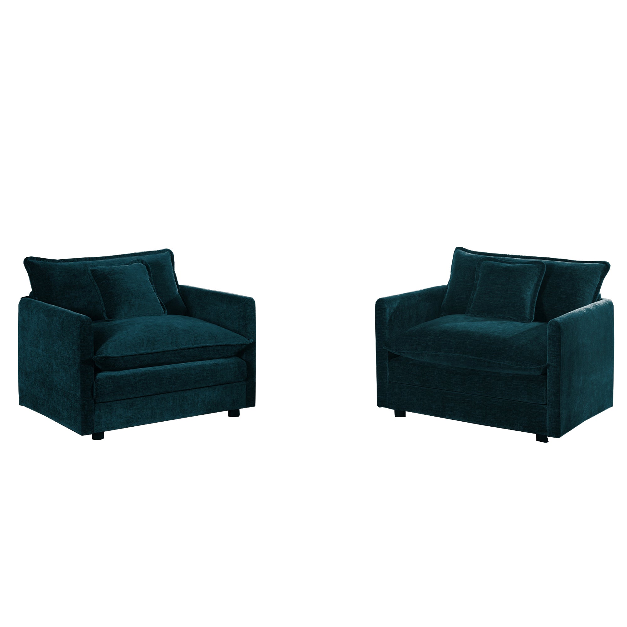 Fremont 41.4" 2 Piece Chenille Armchair Accent Chair Set with Toss Pillows