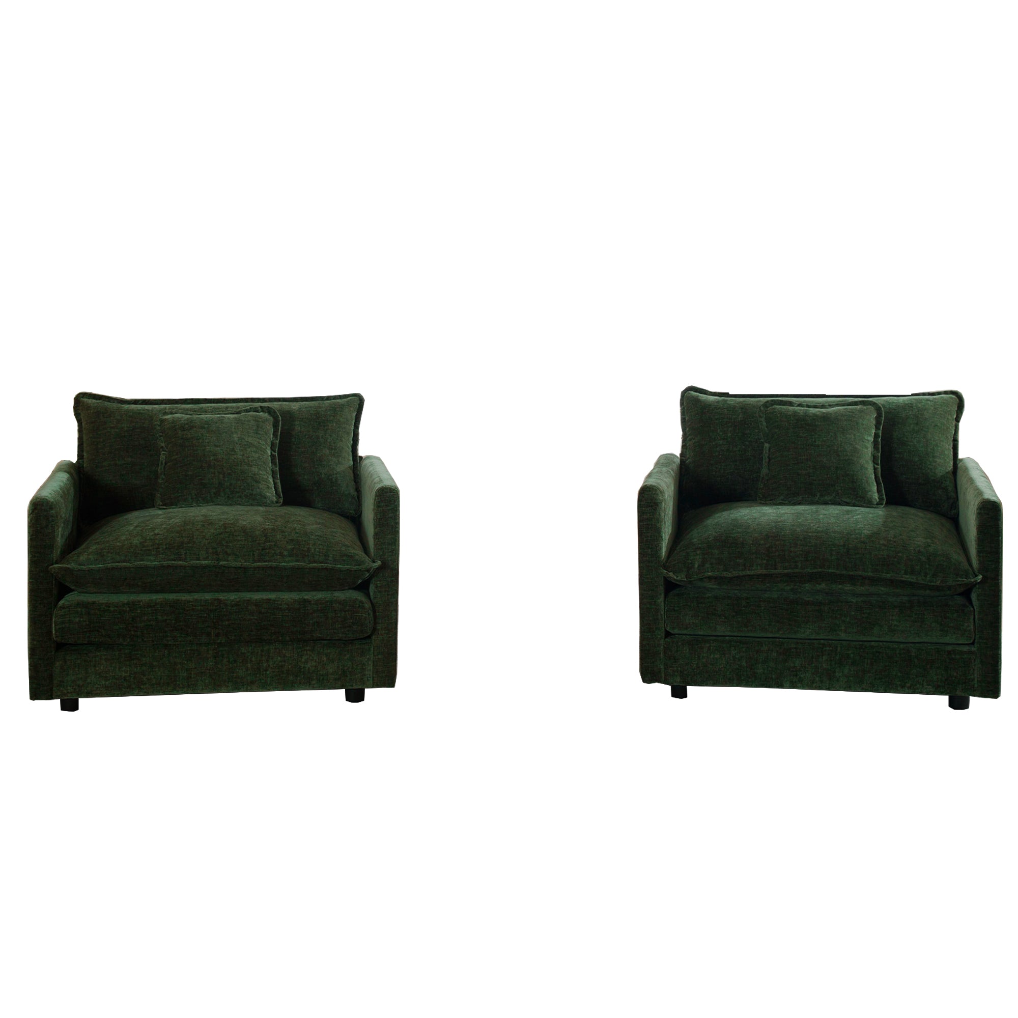 Fremont 41.4" 2 Piece Chenille Armchair Accent Chair Set with Toss Pillows