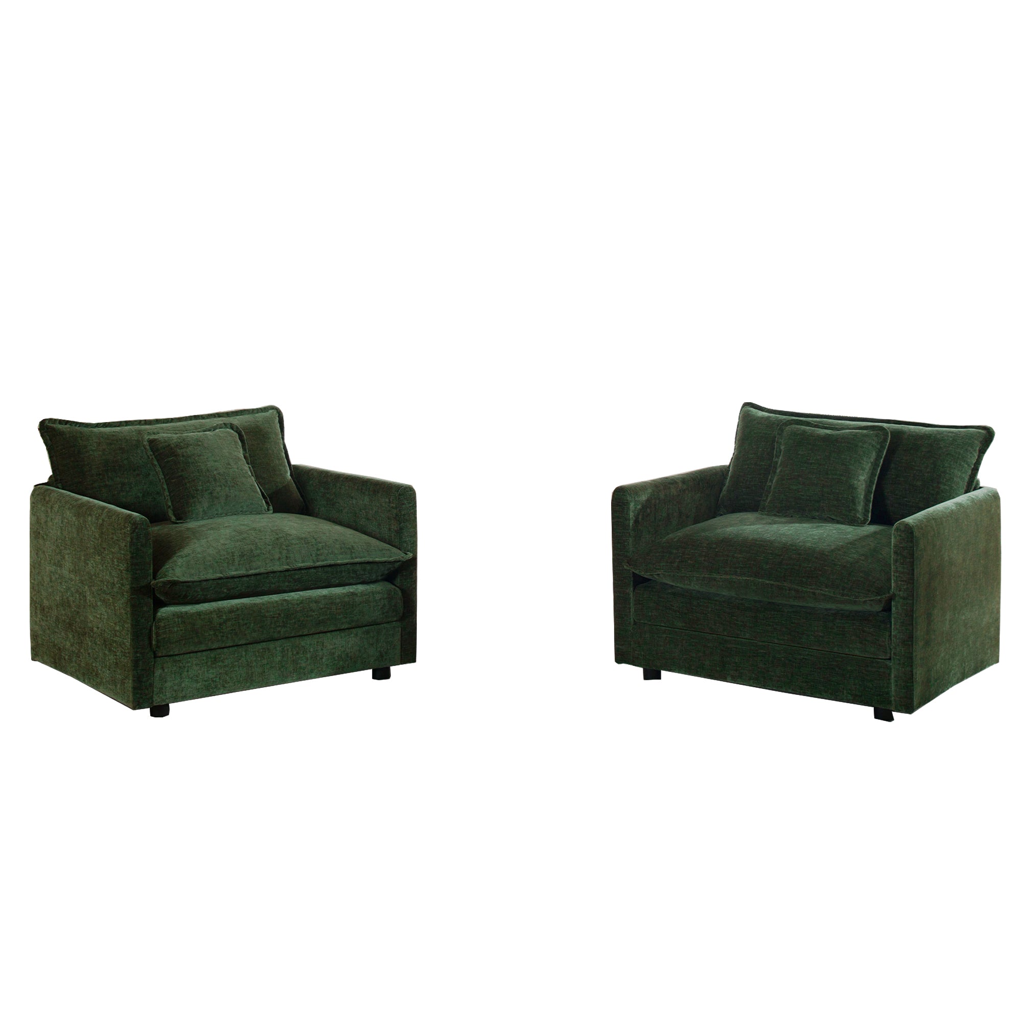 Fremont 41.4" 2 Piece Chenille Armchair Accent Chair Set with Toss Pillows