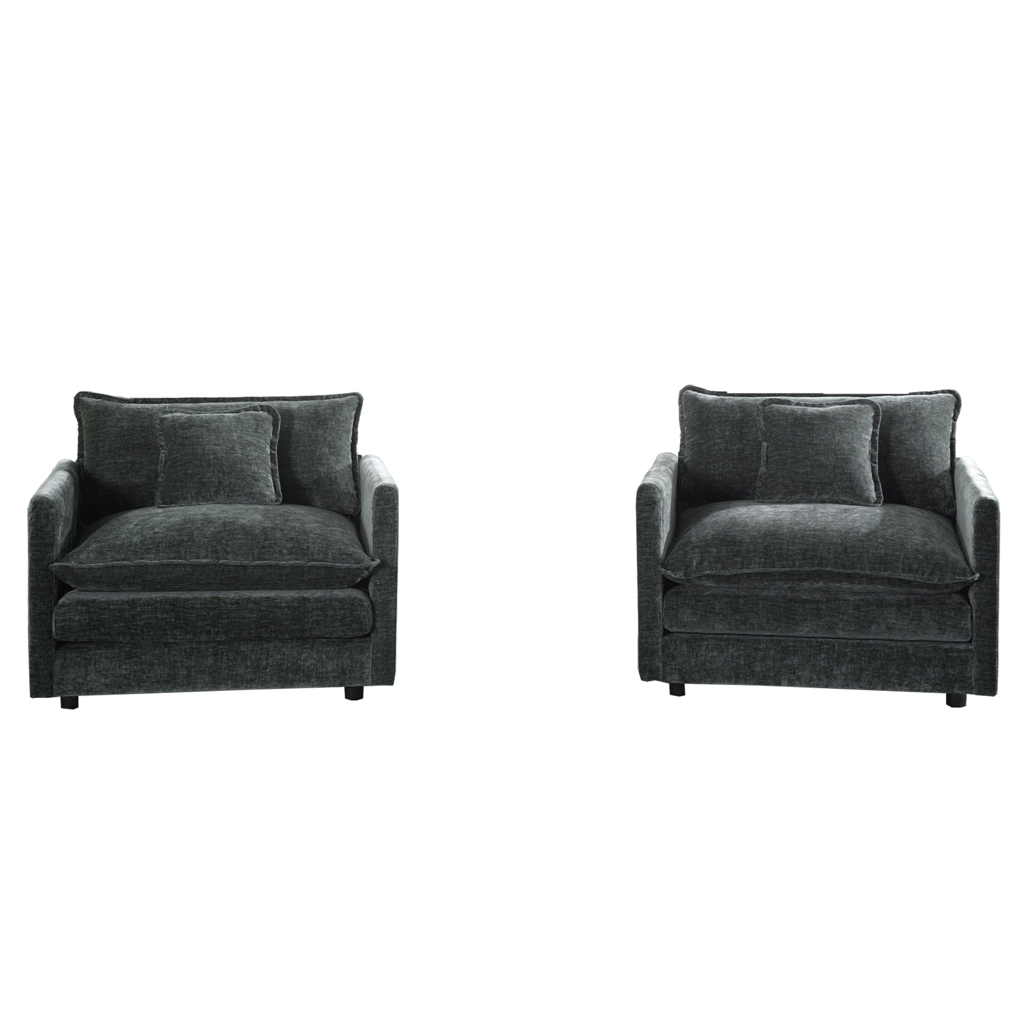 Fremont 41.4" 2 Piece Chenille Armchair Accent Chair Set with Toss Pillows