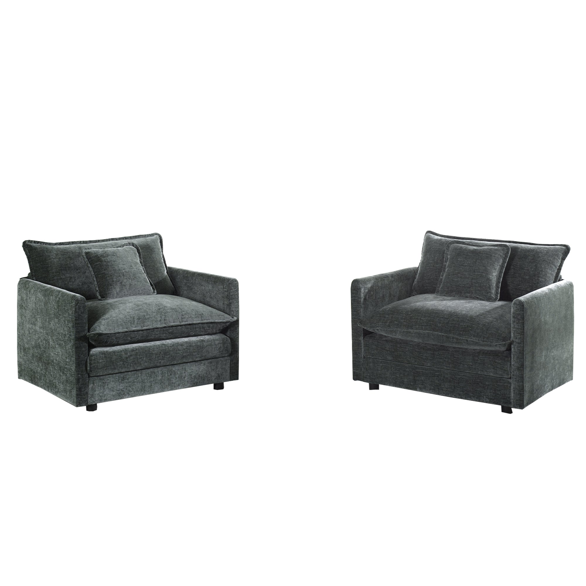 Fremont 41.4" 2 Piece Chenille Armchair Accent Chair Set with Toss Pillows
