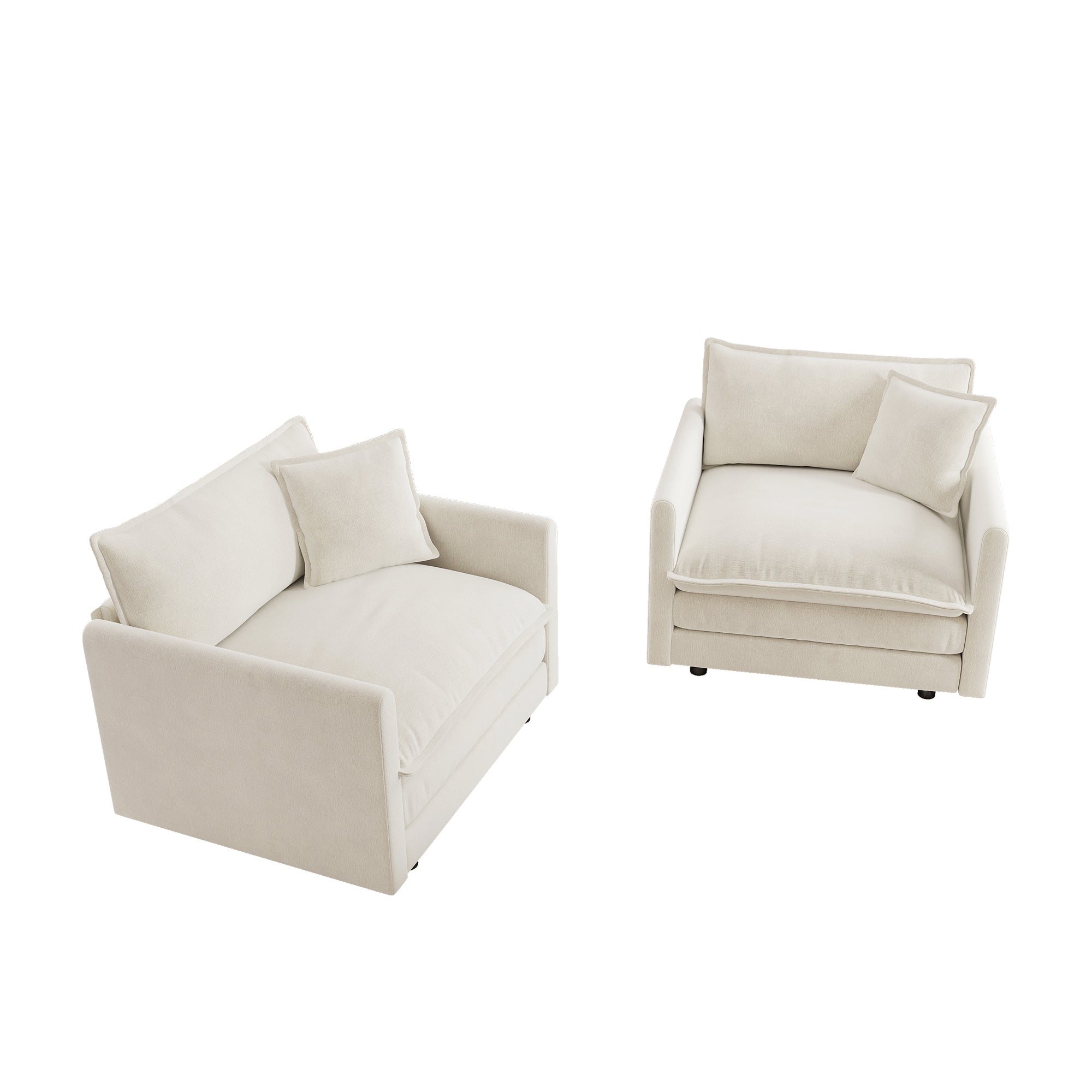 Fremont 41.4" 2 Piece Chenille Armchair Accent Chair Set with Toss Pillows