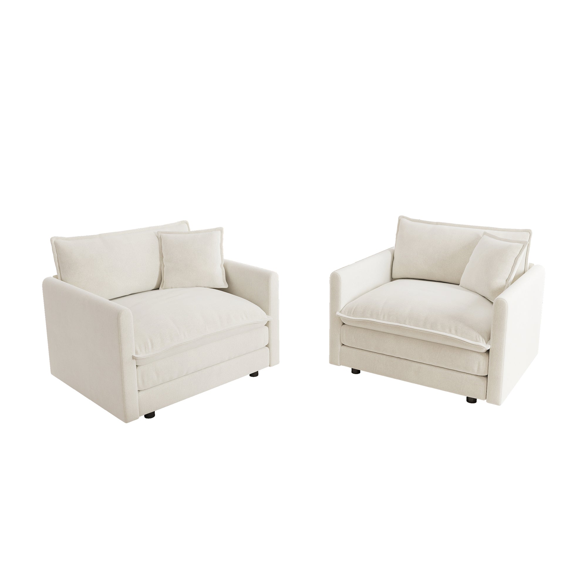 Fremont 41.4" 2 Piece Chenille Armchair Accent Chair Set with Toss Pillows