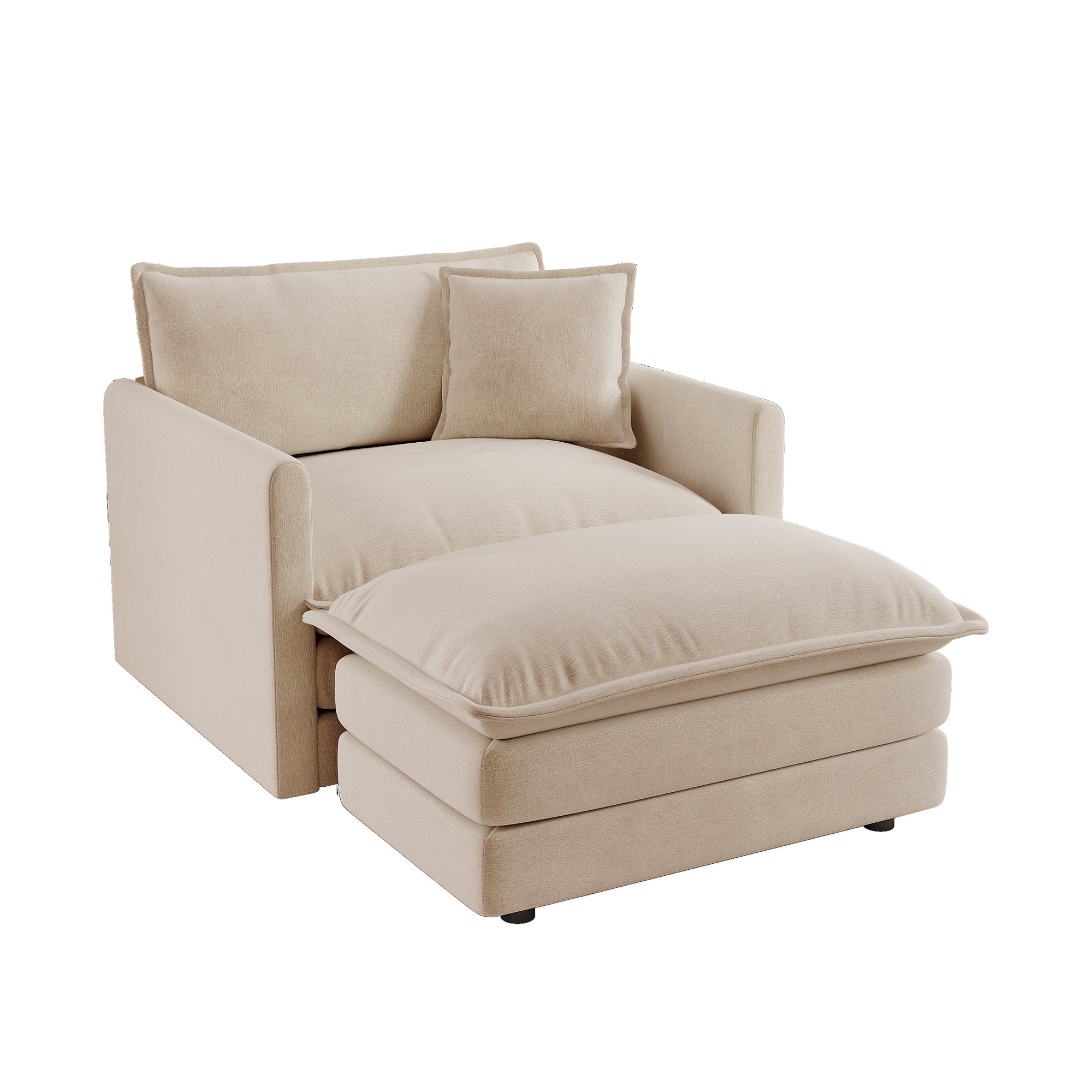 Fremont 41" 2 Piece Chenille Armchair Accent Chair with Ottoman and Toss Pillow