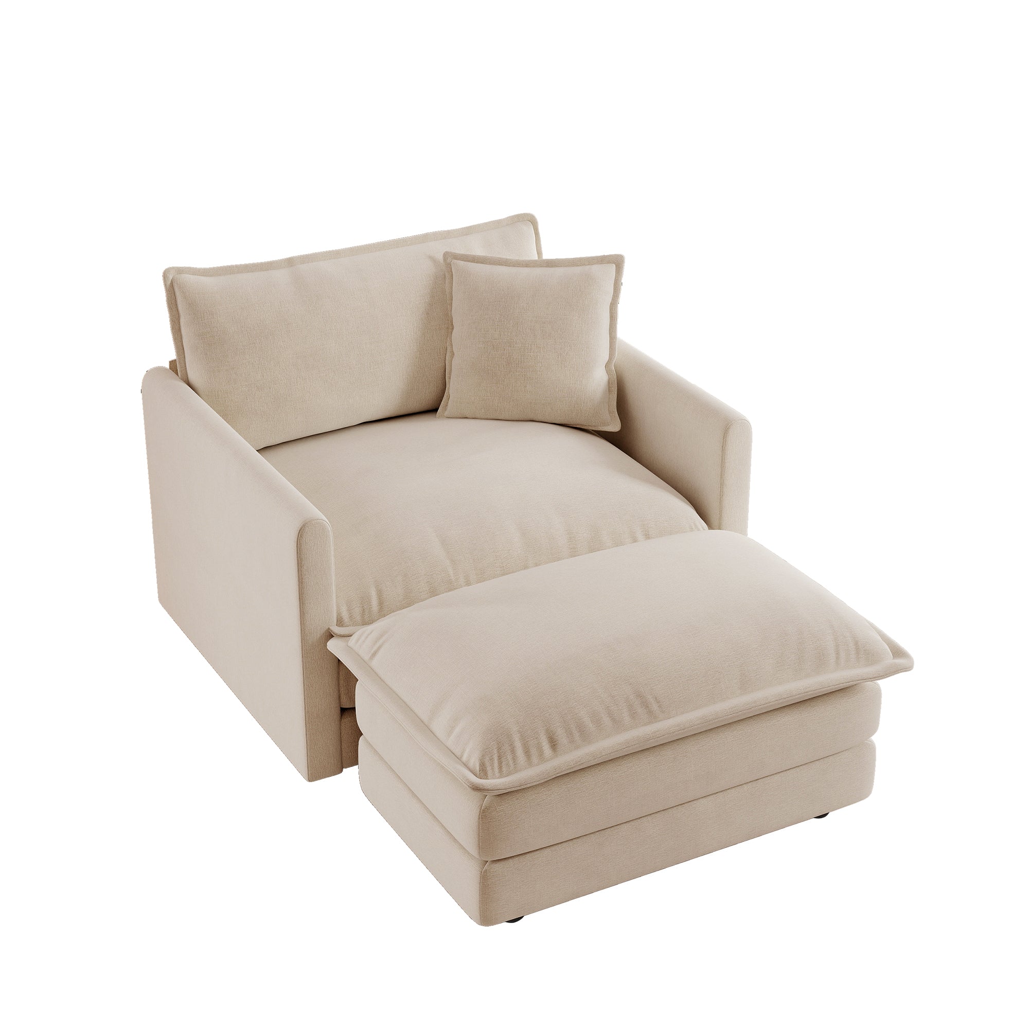 Fremont 41" 2 Piece Chenille Armchair Accent Chair with Ottoman and Toss Pillow