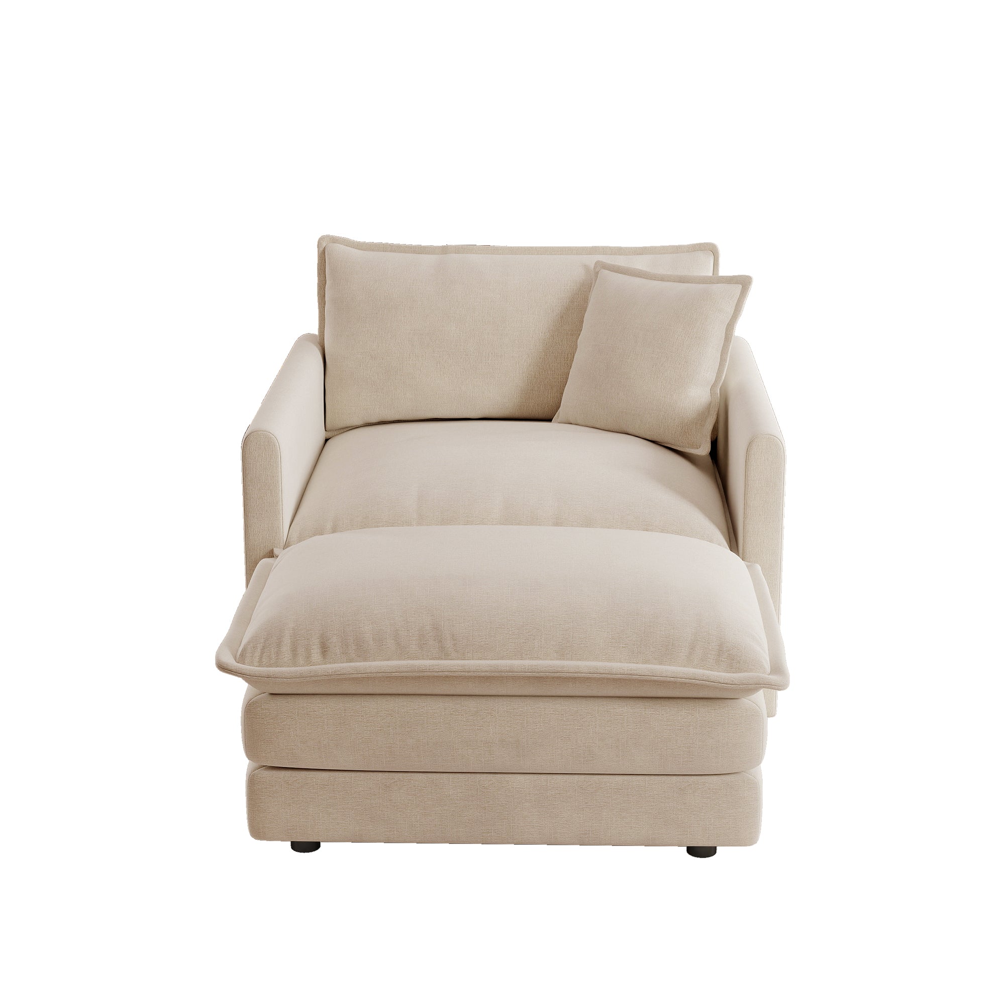 Fremont 41" 2 Piece Chenille Armchair Accent Chair with Ottoman and Toss Pillow