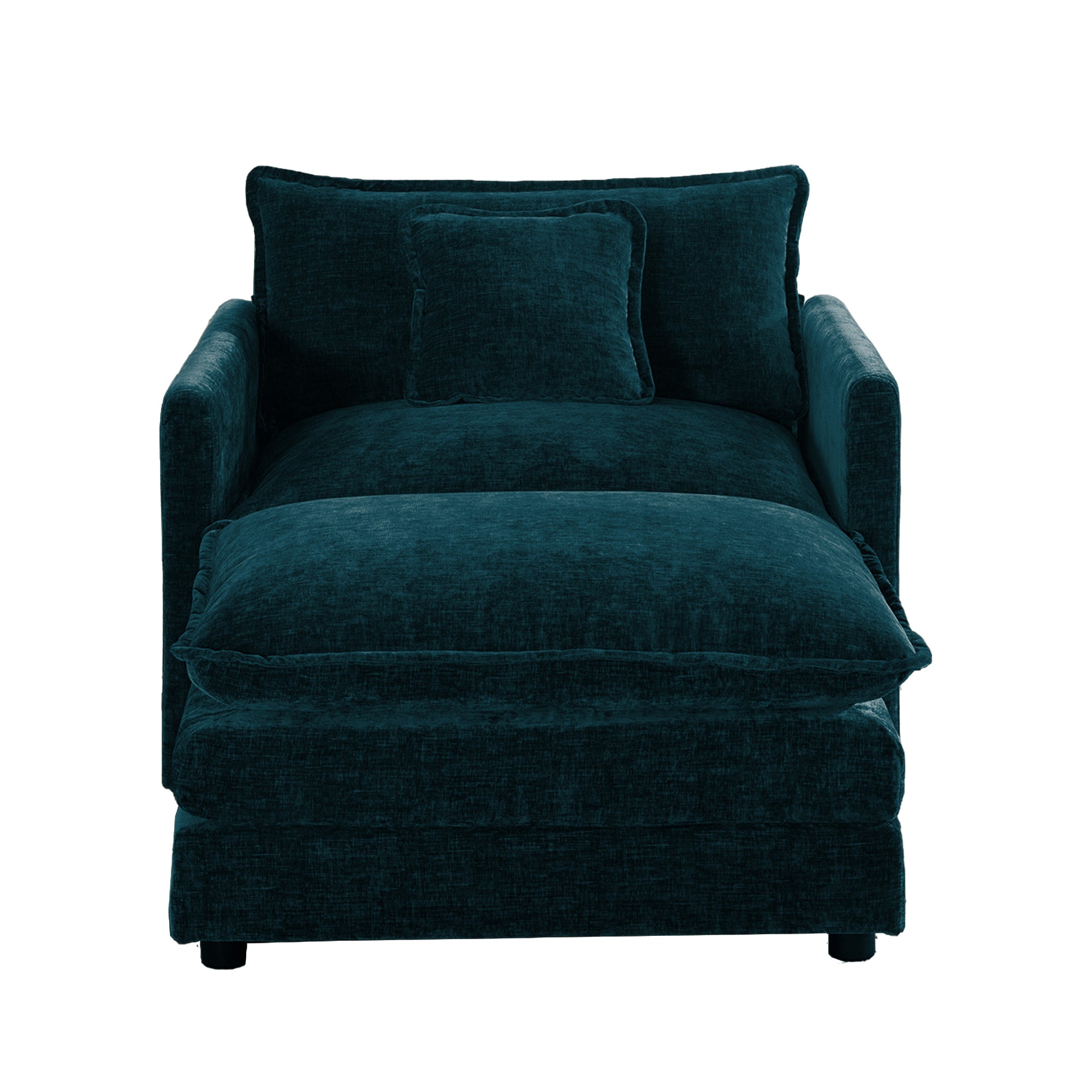 Fremont 41" 2 Piece Chenille Armchair Accent Chair with Ottoman and Toss Pillow