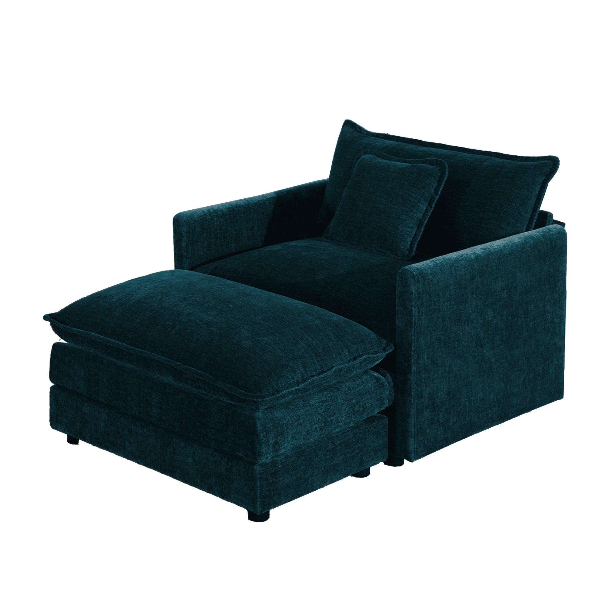 Fremont 41" 2 Piece Chenille Armchair Accent Chair with Ottoman and Toss Pillow