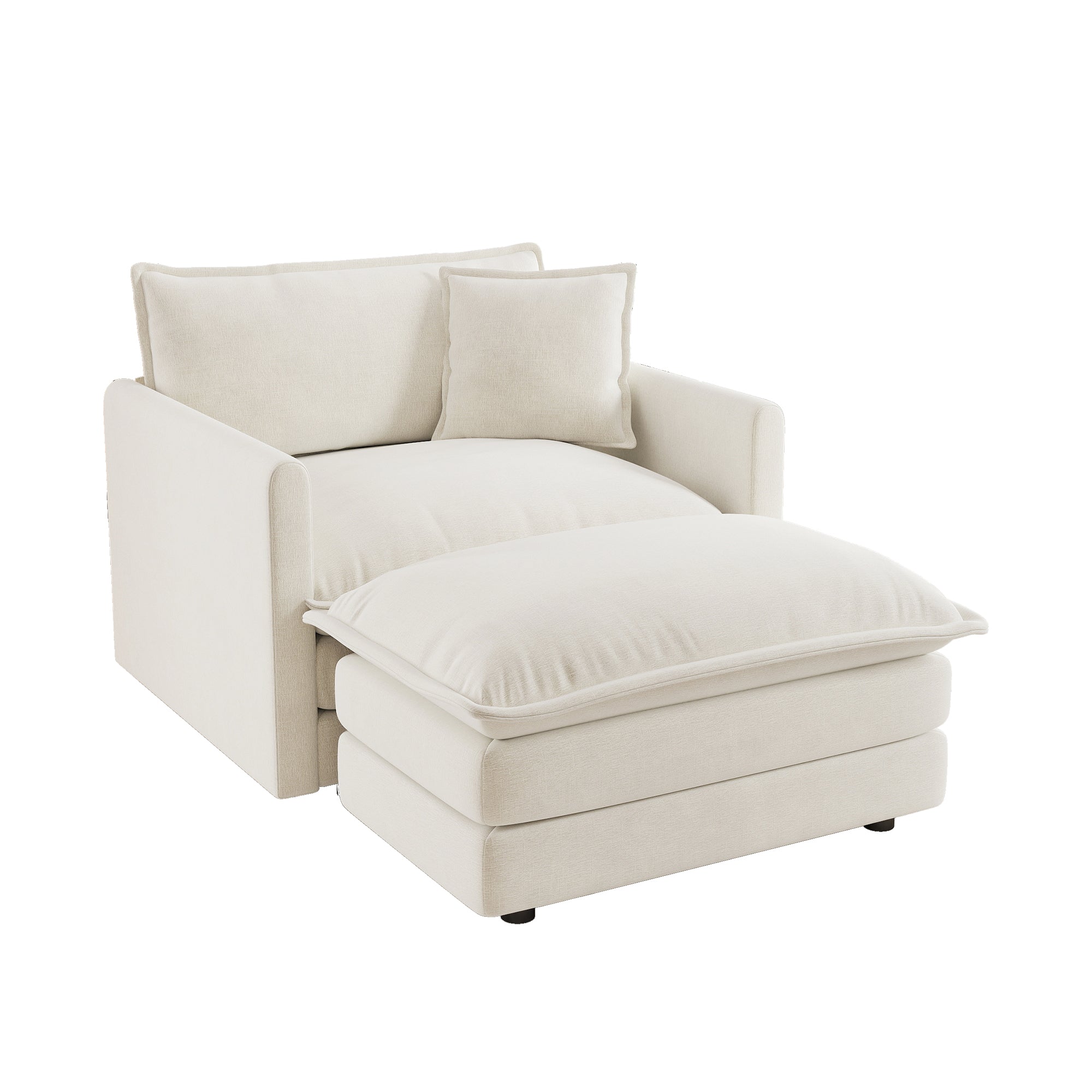 Fremont 41" 2 Piece Chenille Armchair Accent Chair with Ottoman and Toss Pillow