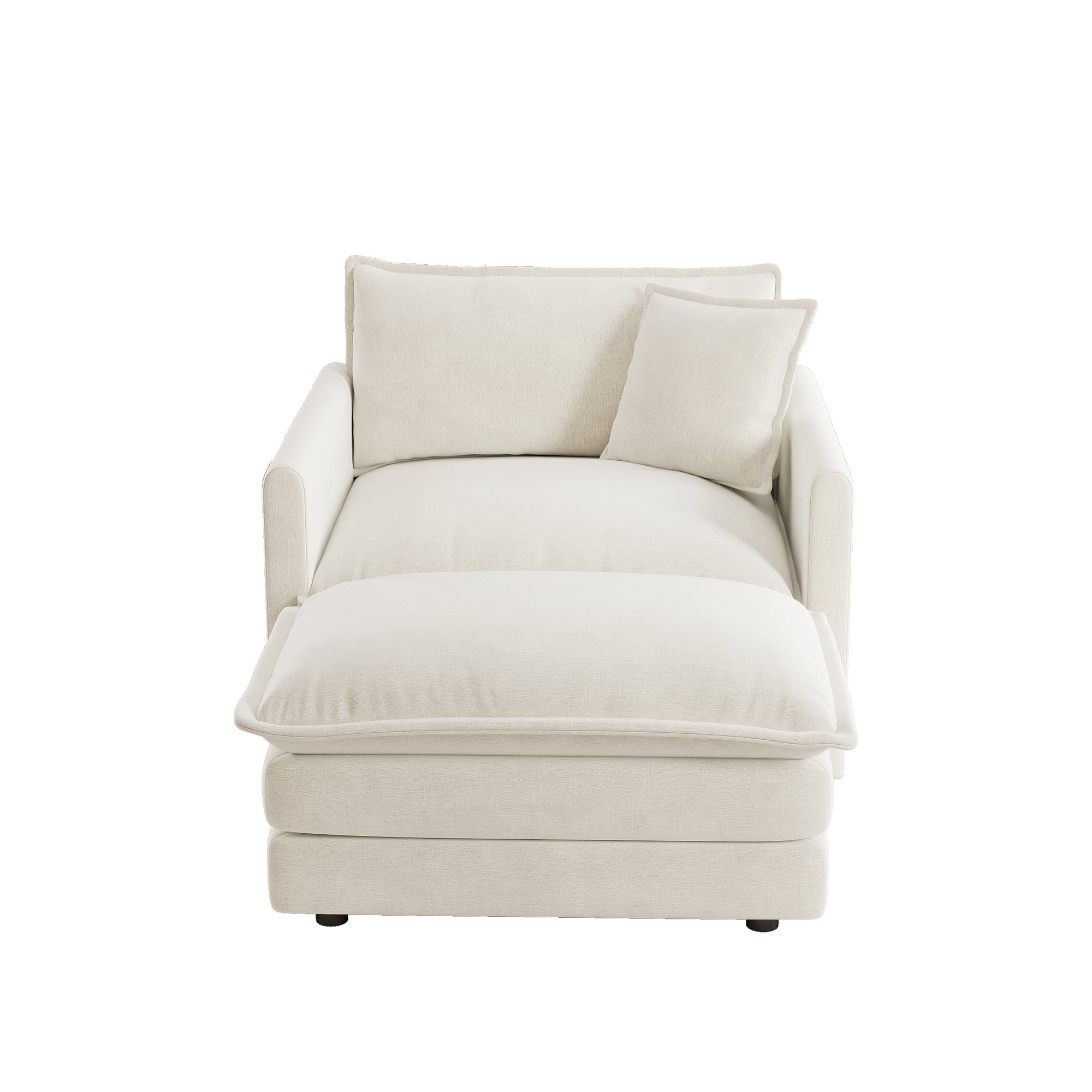 Fremont 41" 2 Piece Chenille Armchair Accent Chair with Ottoman and Toss Pillow