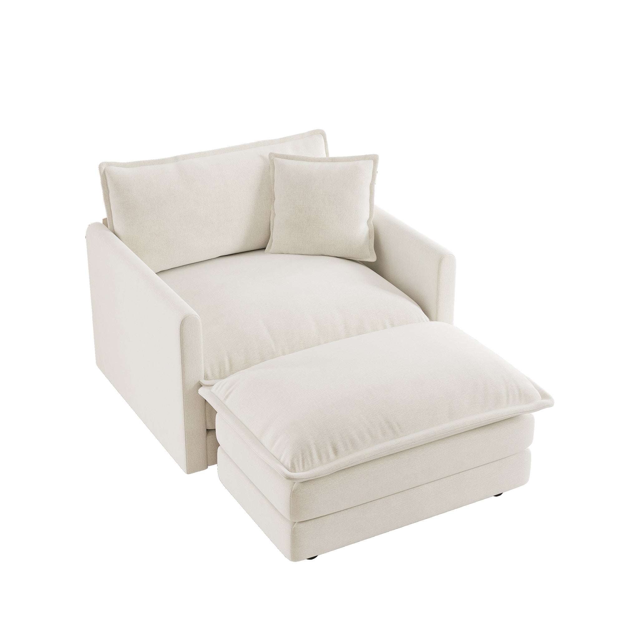 Fremont 41" 2 Piece Chenille Armchair Accent Chair with Ottoman and Toss Pillow
